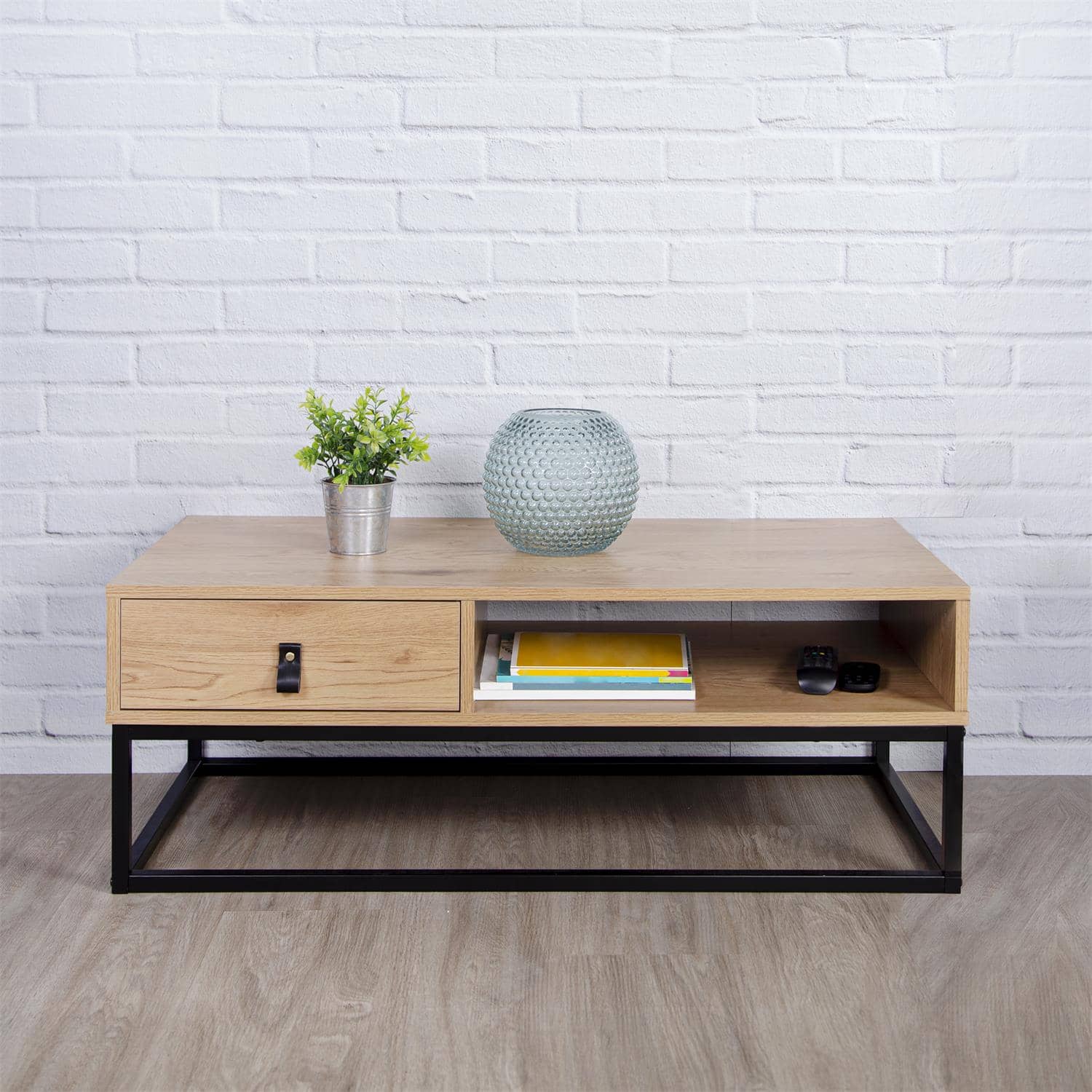 4goodz Boras Tafel Laag MDF / Metaal 100x50x36 cm - Bruin / Zwart