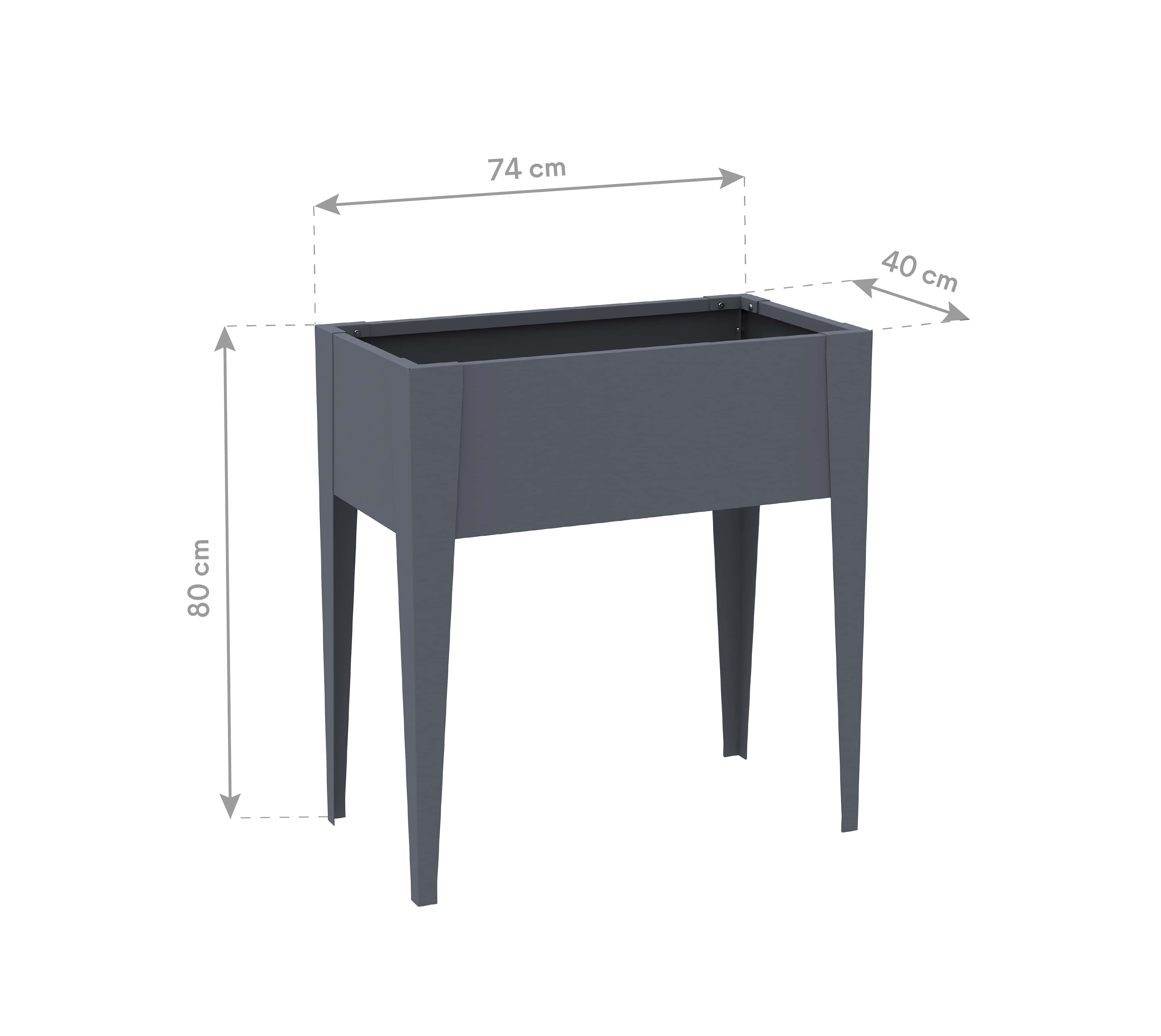 Westmann Vedura S - Metalen Verhoogde Plantenbak - 74x40x80 cm - Grijs
