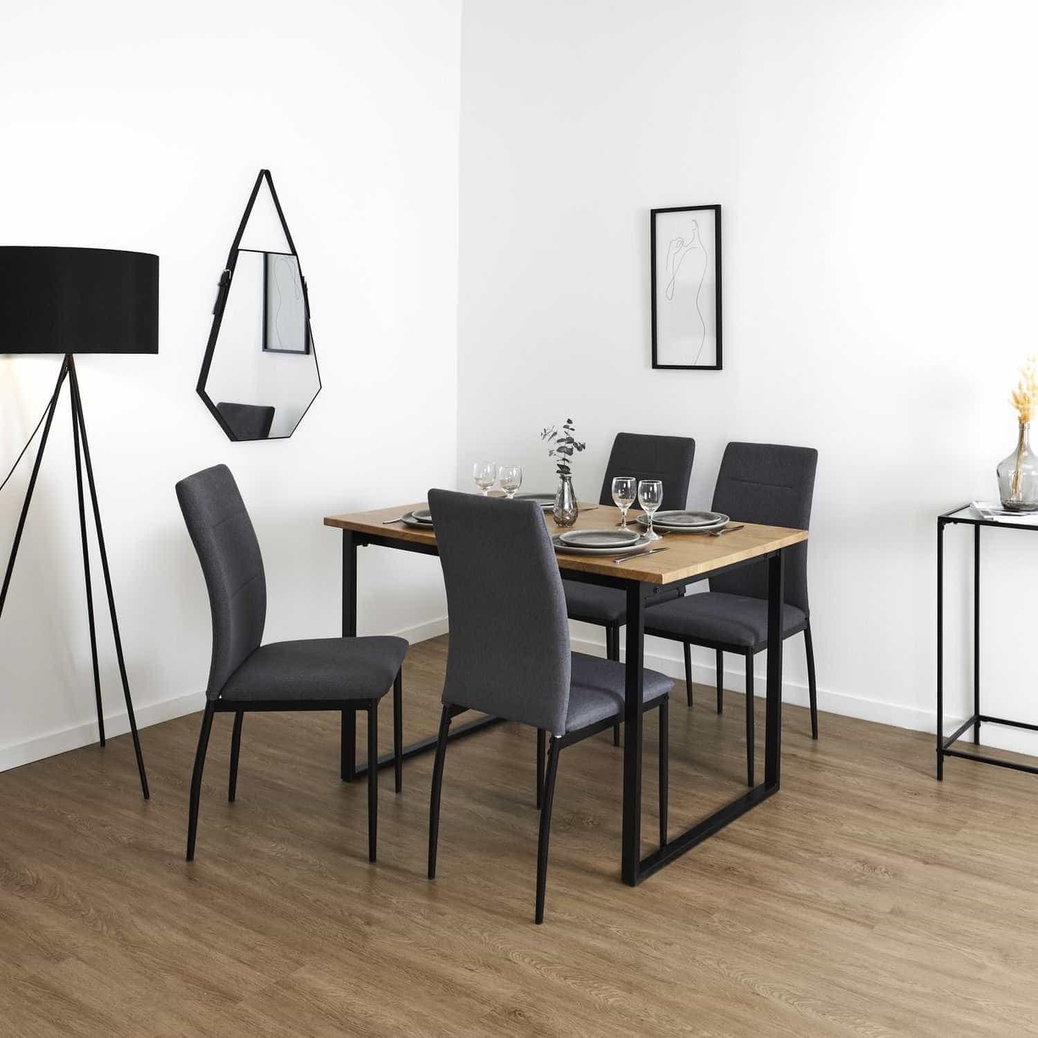 Eettafel-set met 4 stoelen 120x75x70cm - Bruin/Zwart/Grijs