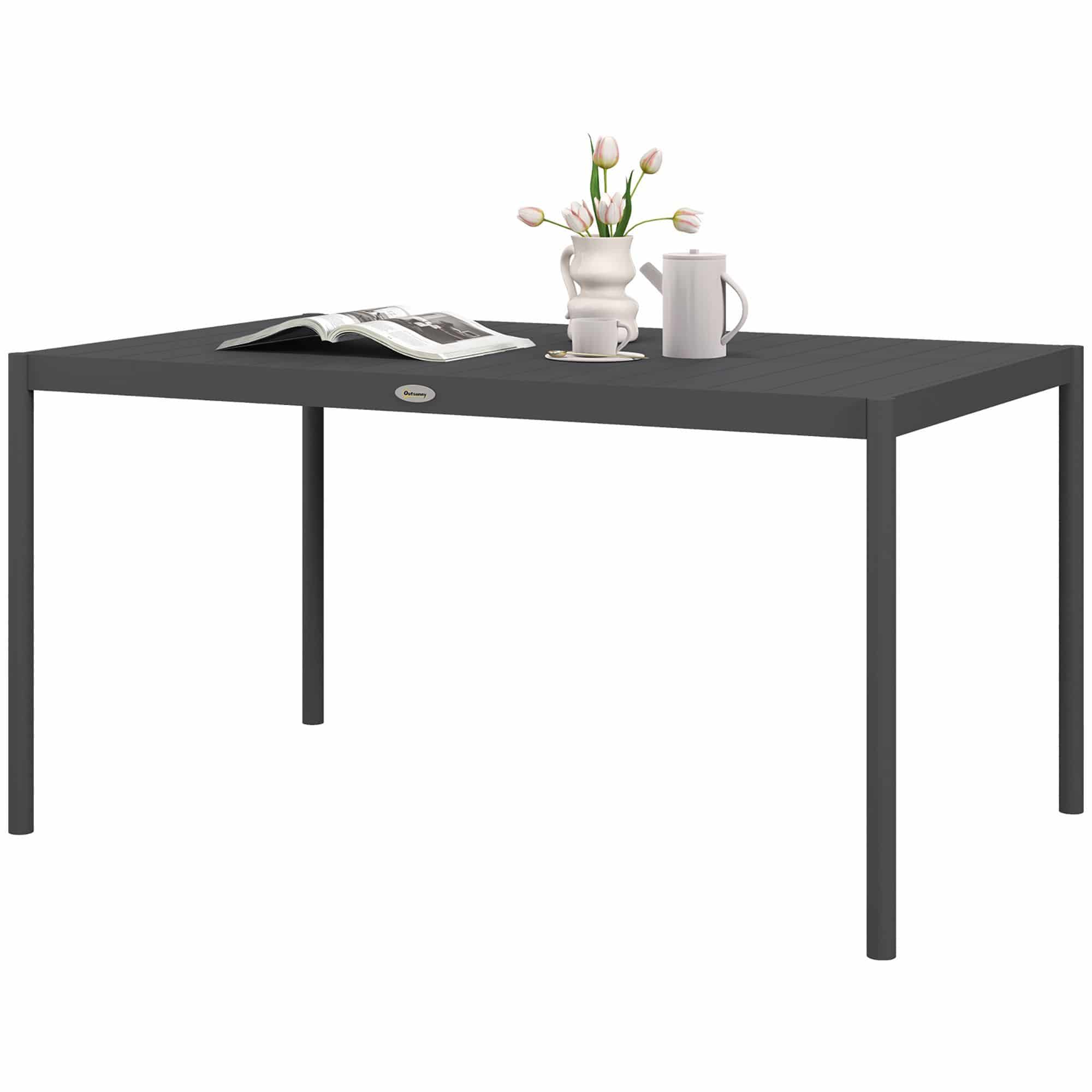 4goodz Tuintafel weerbestendig Aluminium - 145x90x74 cm - Donkergrijs