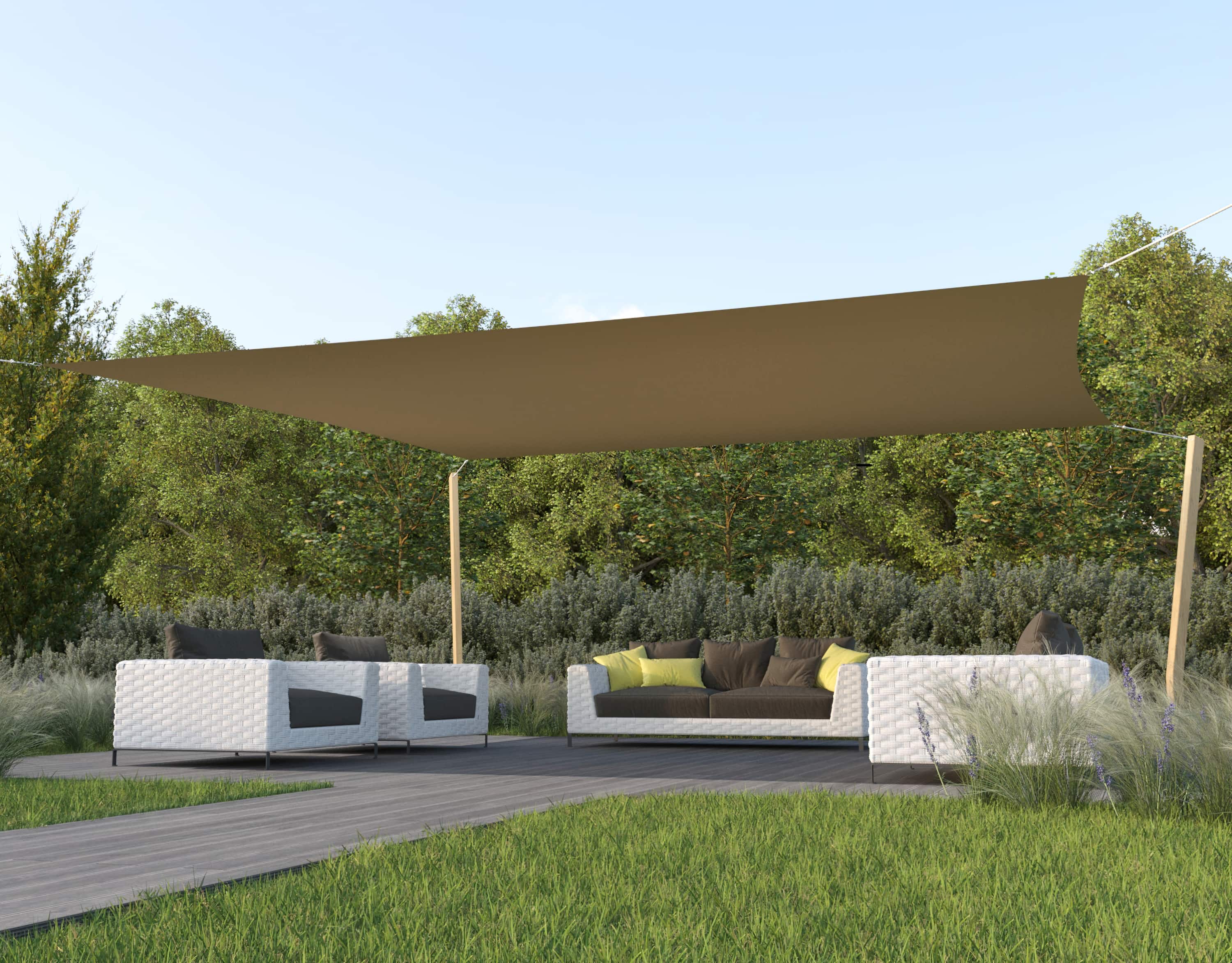 hanSe® Schaduwdoek Vierkant Waterdoorlatend 5x5 m Zonnedoek Creme