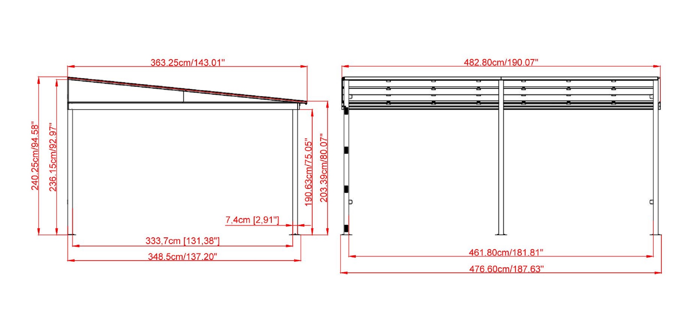 Sojag St.Barth Aluminium Terrasoverkapping - 363x483x240 cm- Antraciet