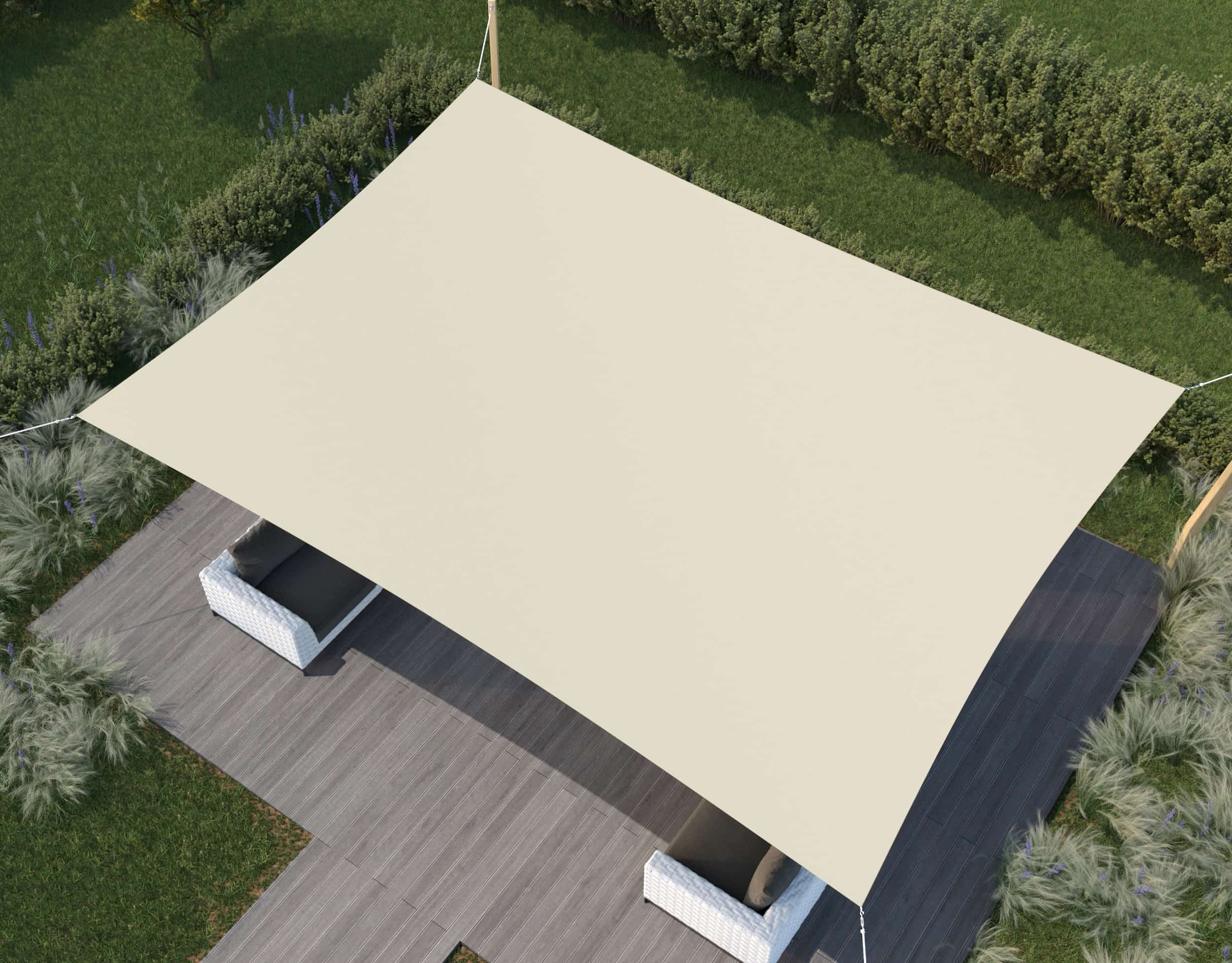 hanSe® Schaduwdoek Rechthoek Waterdoorlatend 5x6 m Zonnedoek Creme