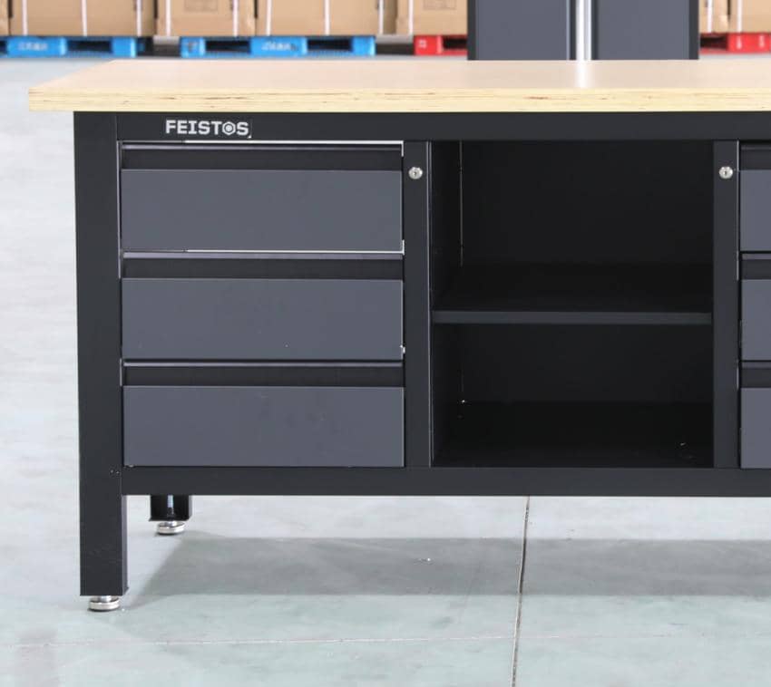 Feistos Werkbank Heros 3 - incl. geperforeerde wand - Antraciet/zwart - 60x169x87cm