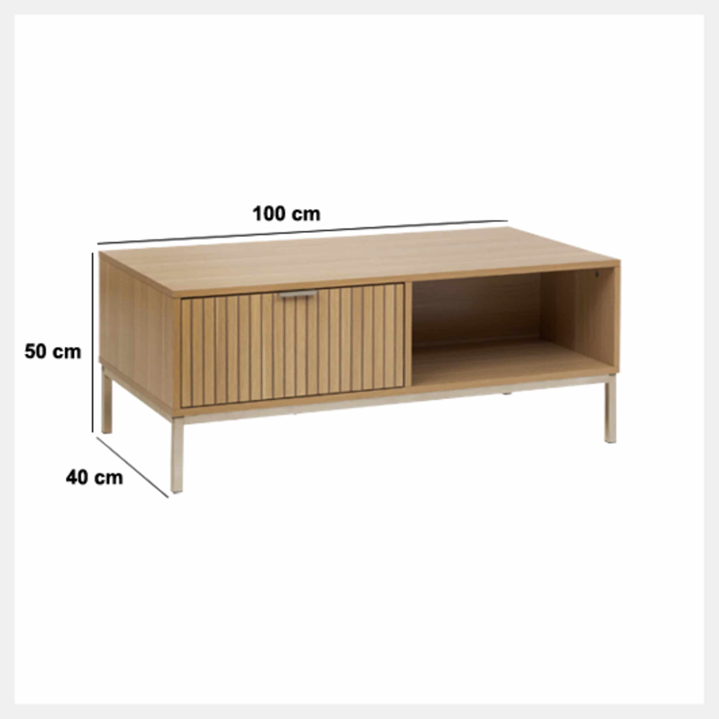 Koffietafel Salontafel Tasso - Houten salontafel met panelen - 50x100x40 cm
