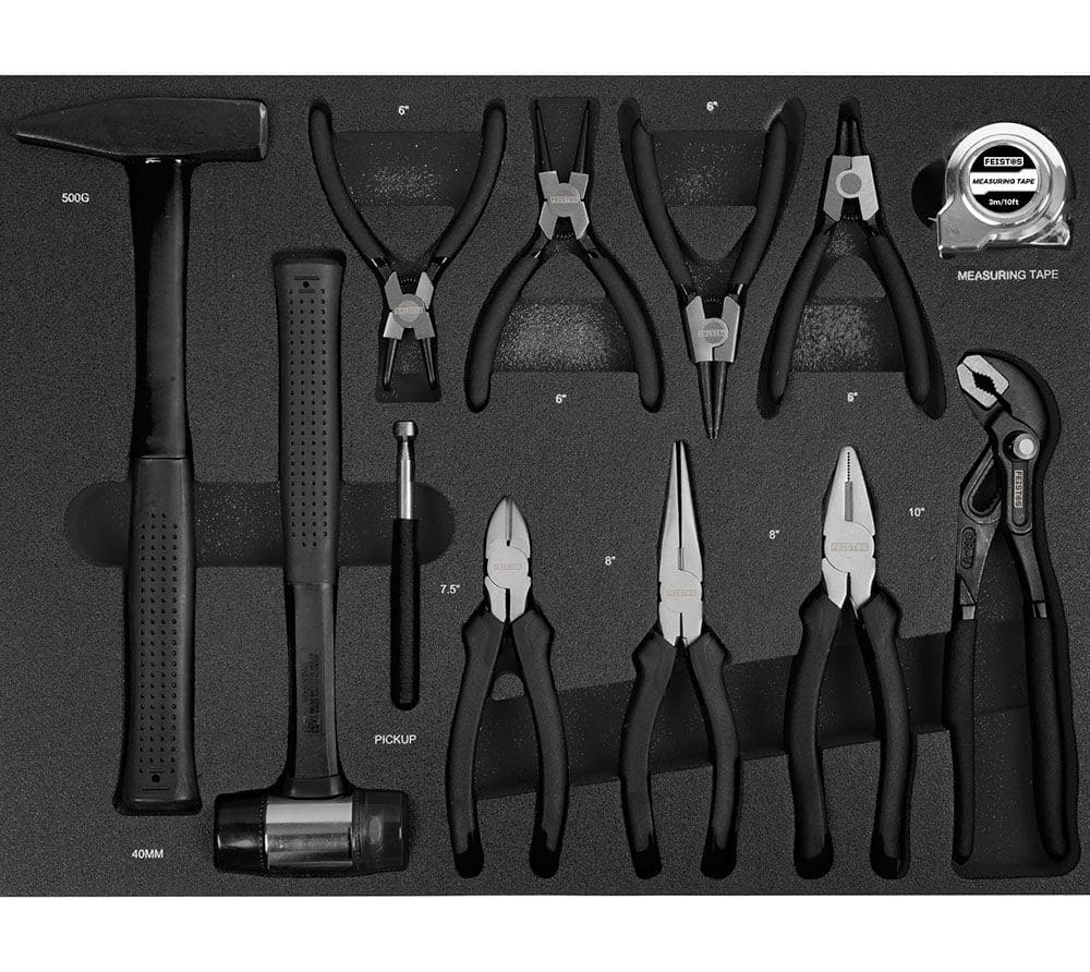 Feistos Mento1 Werkplaatswagen uitgerust met 158 ​​onderdelen - Zwart