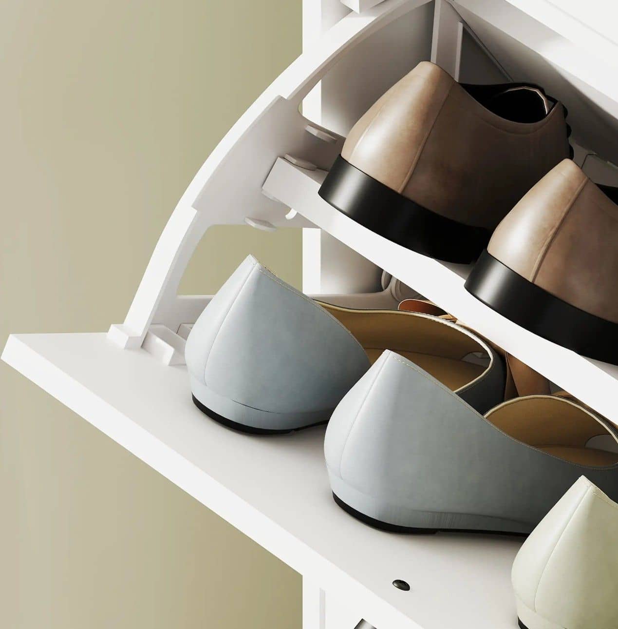Schoenenkast met 3 klepvakken voor 12 Paar Schoenen - Wit