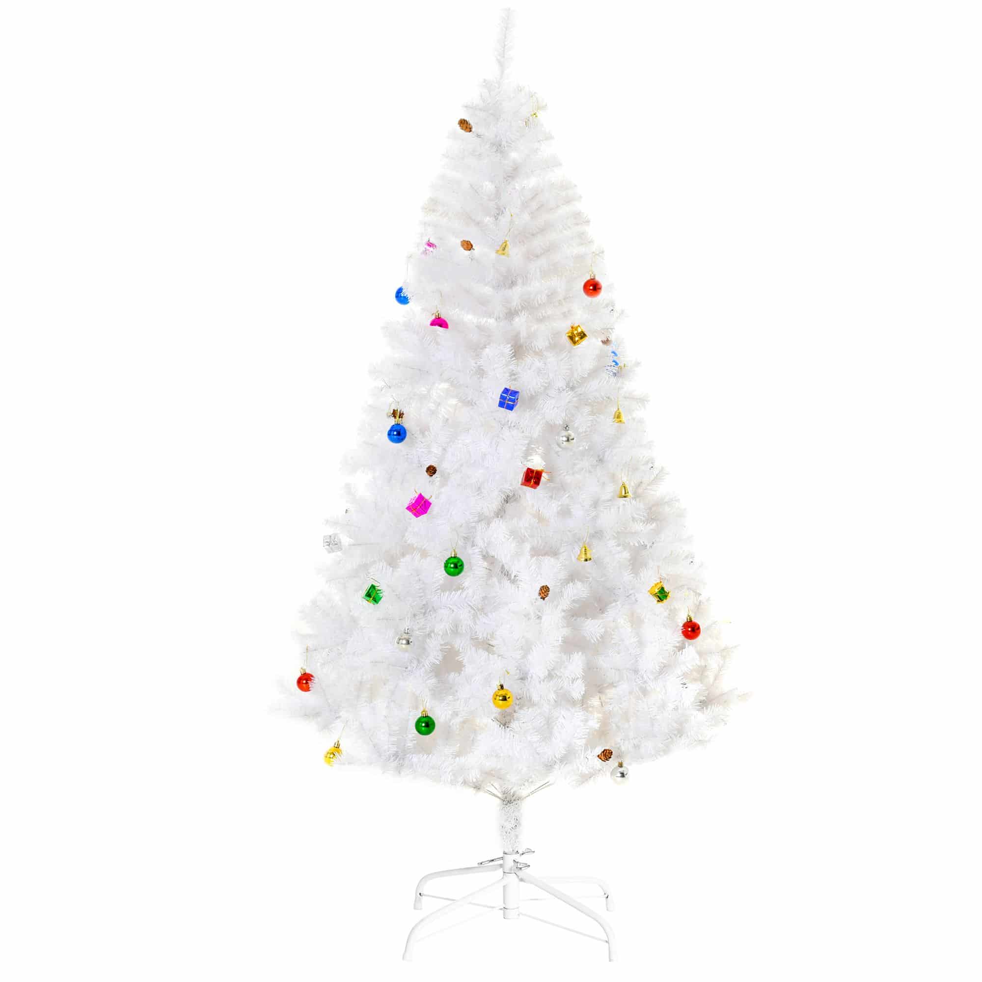 Witte Kunstkerstboom Kant-en-Klaar met decoratie Ø105cm - 180 cm - Wit