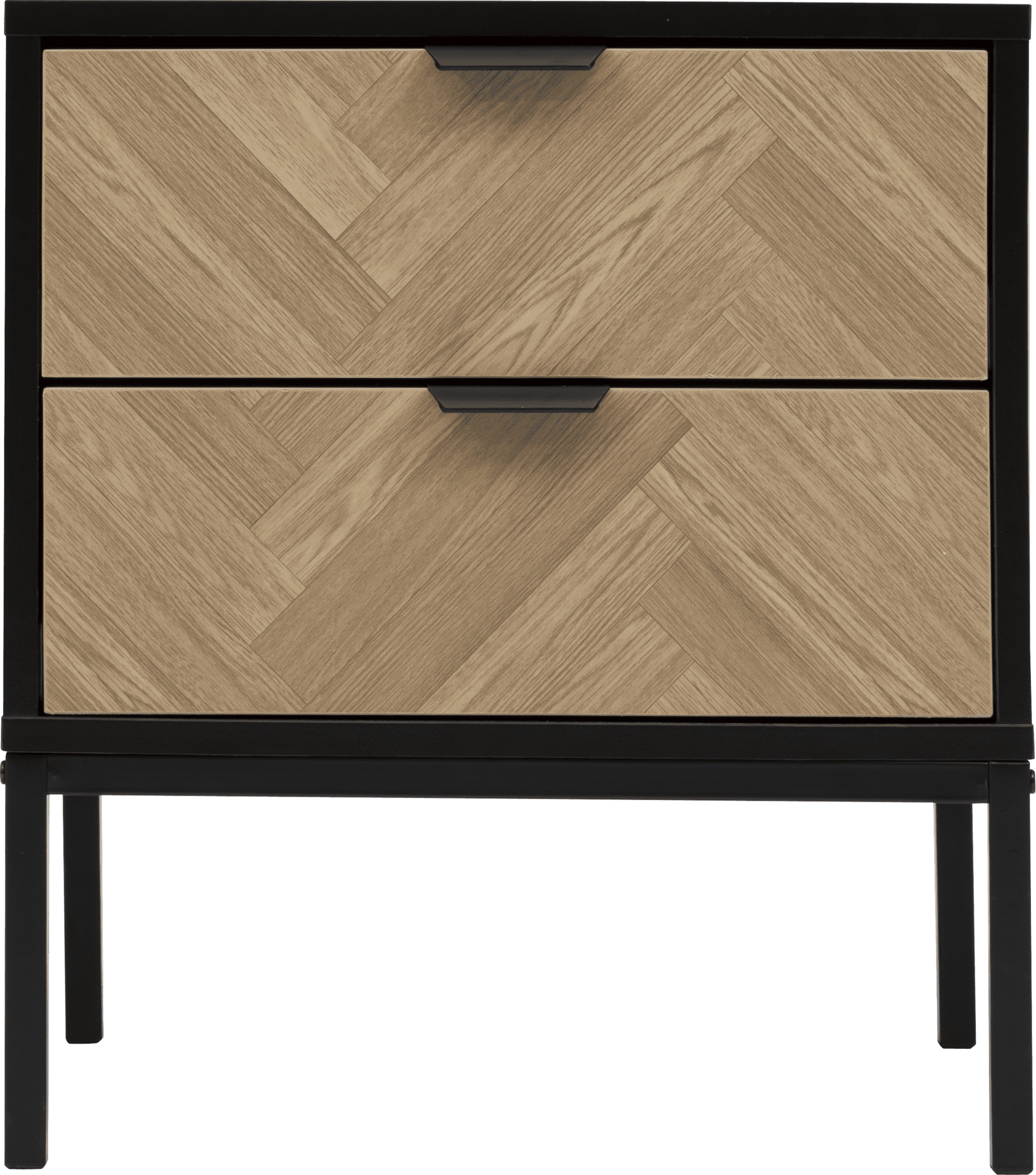 4livings Chevron Nachtkastje met 2 Softclose Lades 45x40x50cm - bruin/zwart