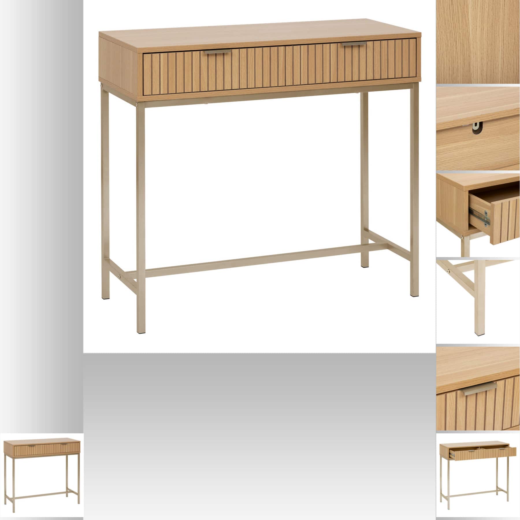 5five® Sidetable Tasso / wandtafel met dubbele Laden - Bruin