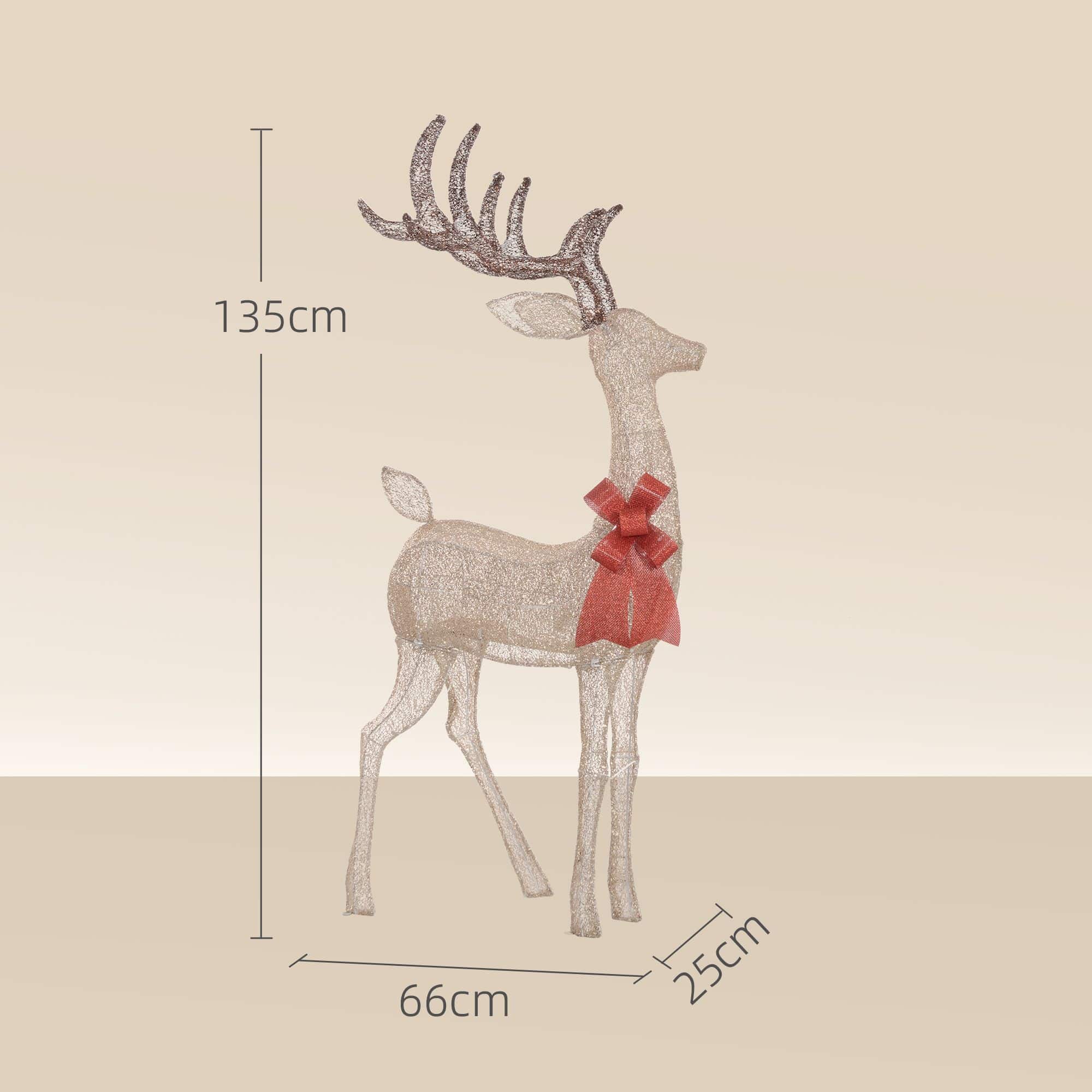 4goodz kerstfiguur rendier rode strik 137 LED 66x25x135cm goud 4goodz kerstfiguur rendier rode strik 137 LED 66x25x135cm goud