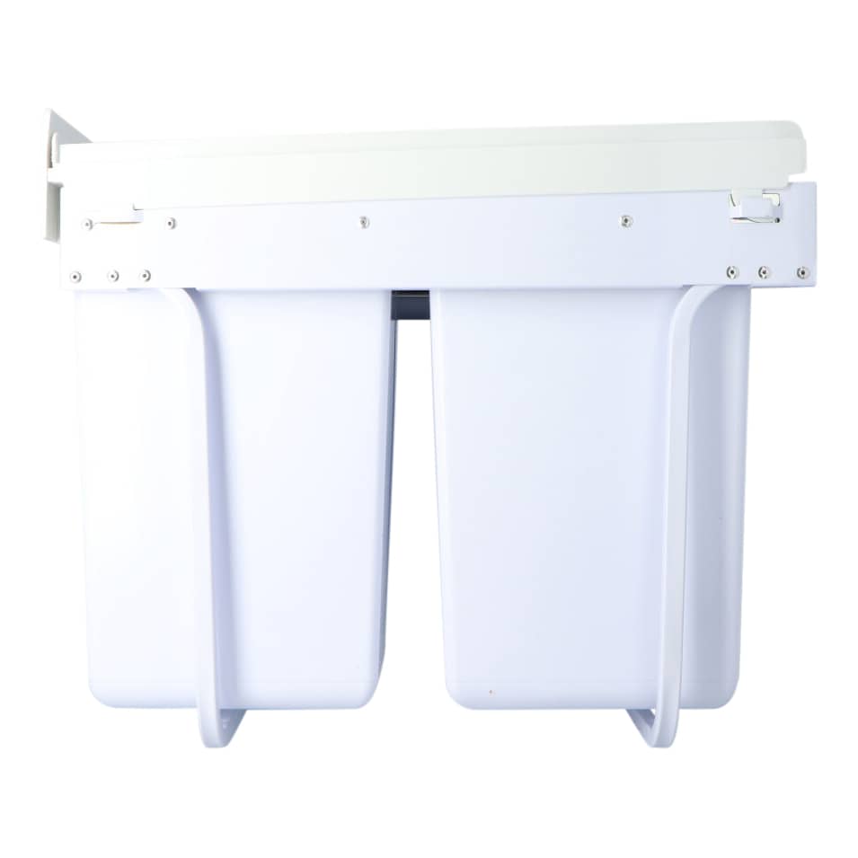 4cookz® Duo Wit Inbouwprullenbak 2x 20 liter - afvalscheiding wit 40 cm