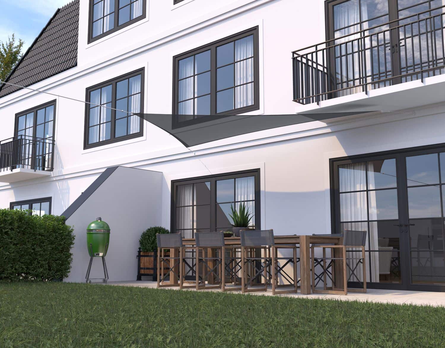 hanSe® Schaduwdoek Driehoek Waterdoorlatend 4x4x4 m Lichtgrijs