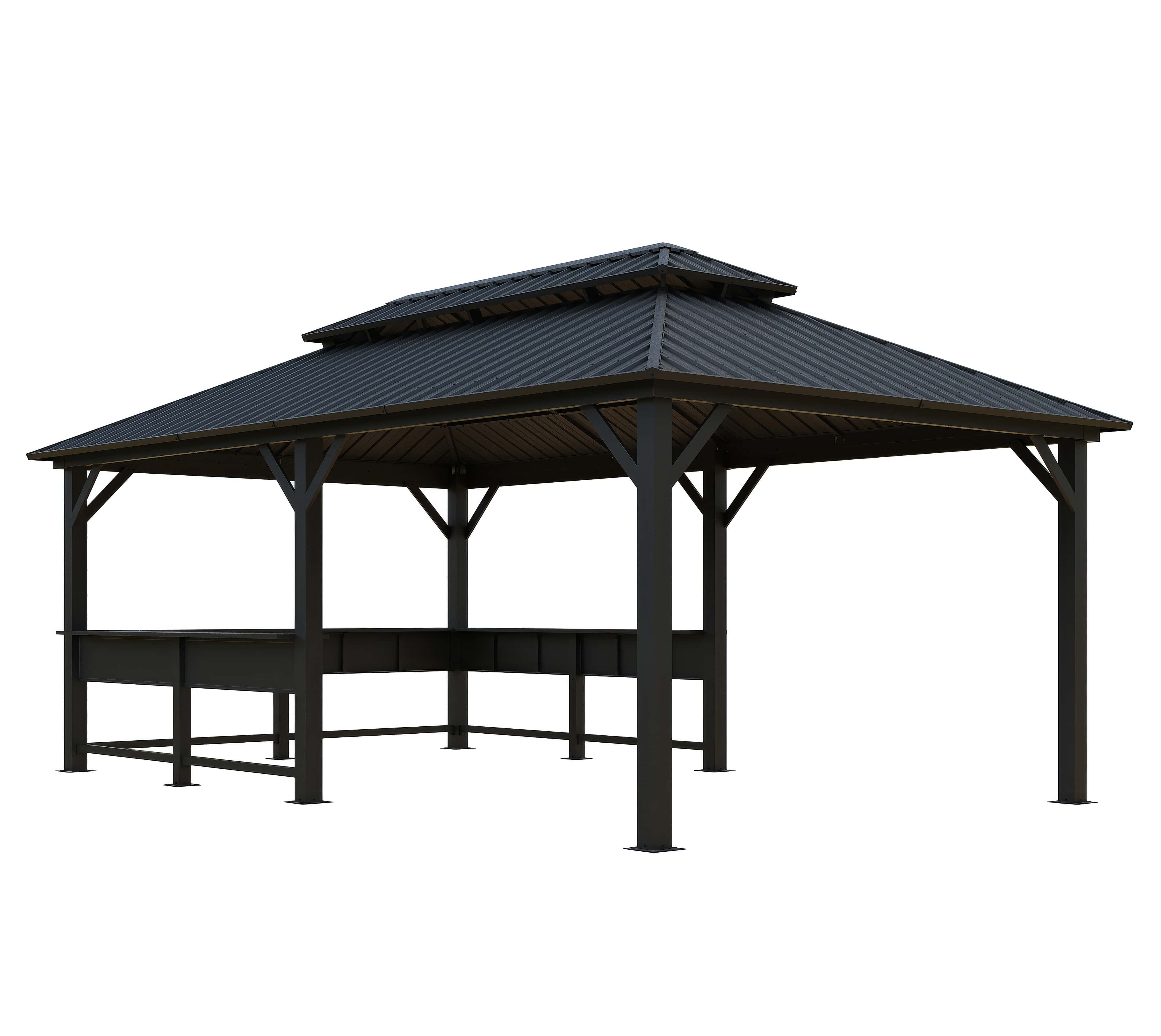 Sojag Bondi 1220 Metalen Paviljoen met Vast dak - 3,5 x 6 m - Zwart Sojag Bondi 1220 Metalen Paviljoen met Vast dak - 3,5 x 6 m - Zwart