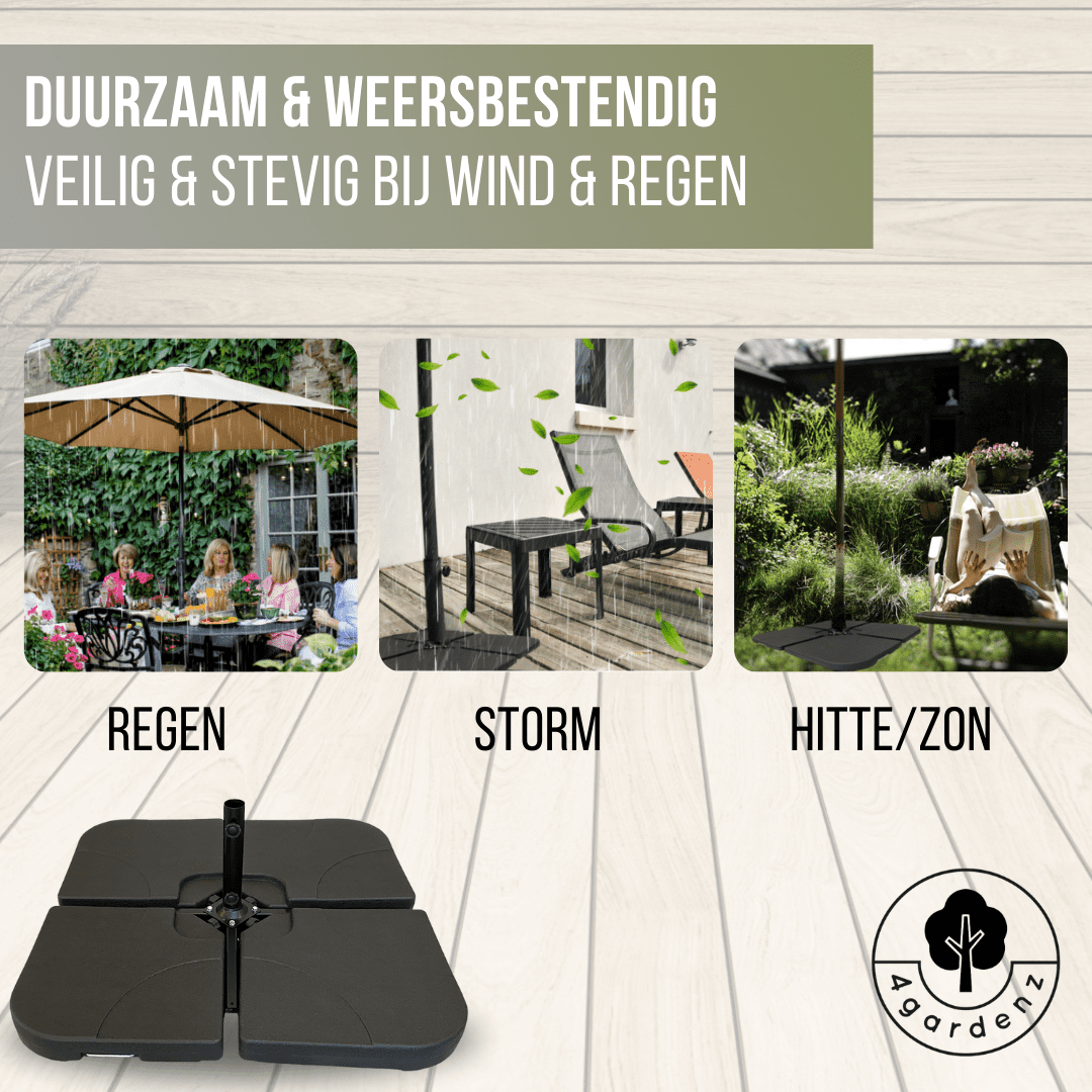 4gardenz® Verzwaringsset Parasolvoet voor Zweefparasols - Vulbaar tot 80 KG