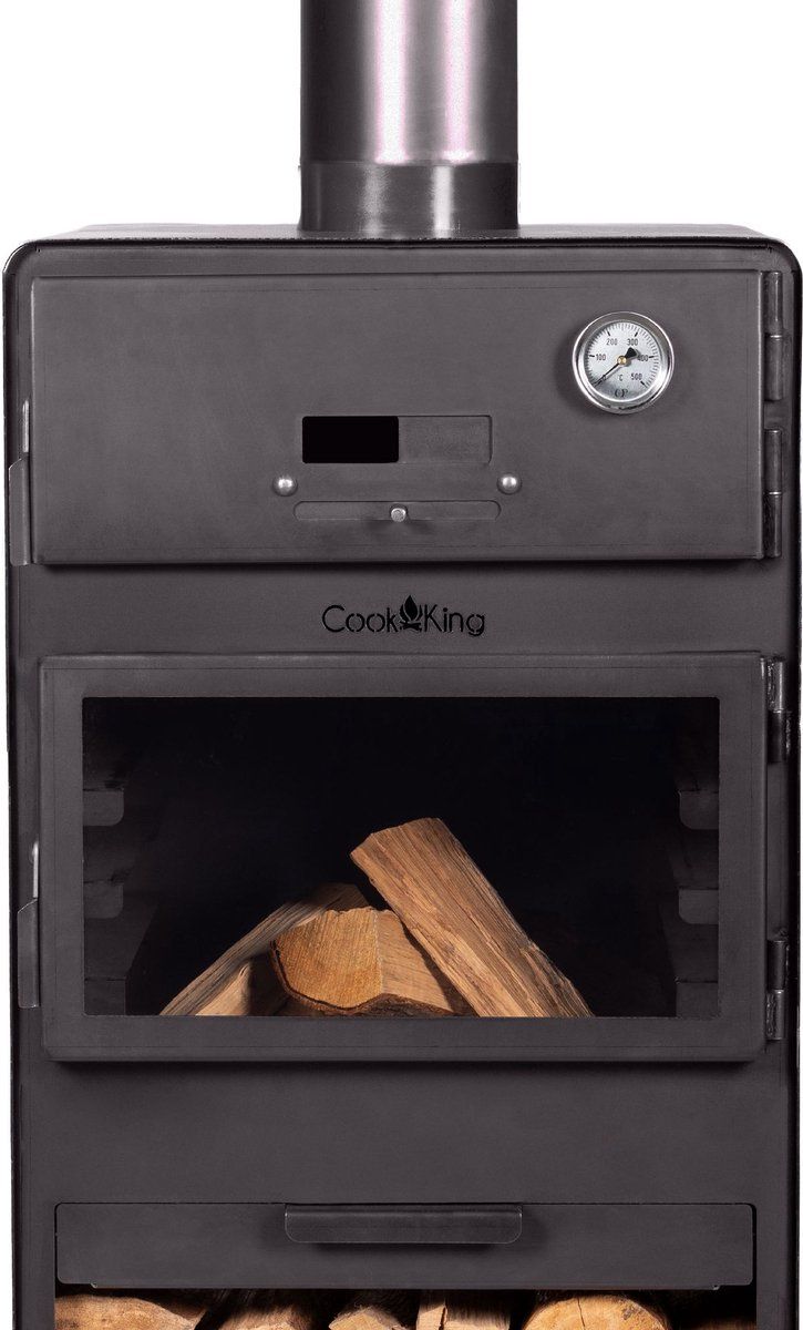 CookKing Tuinhaard Vento met Pizza-oven - Hoge Kwaliteit - Handgemaakt in Europa - 50x50x150 cm