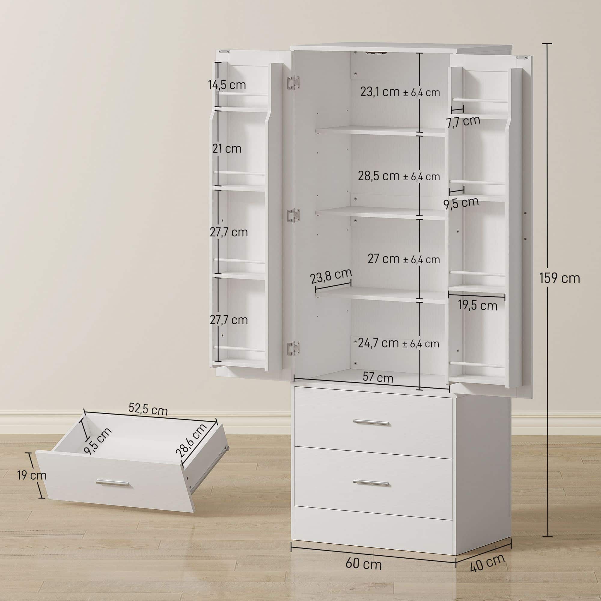 4goodz keukenkast 159 cm - verstelbare planken - 2 lades - wit