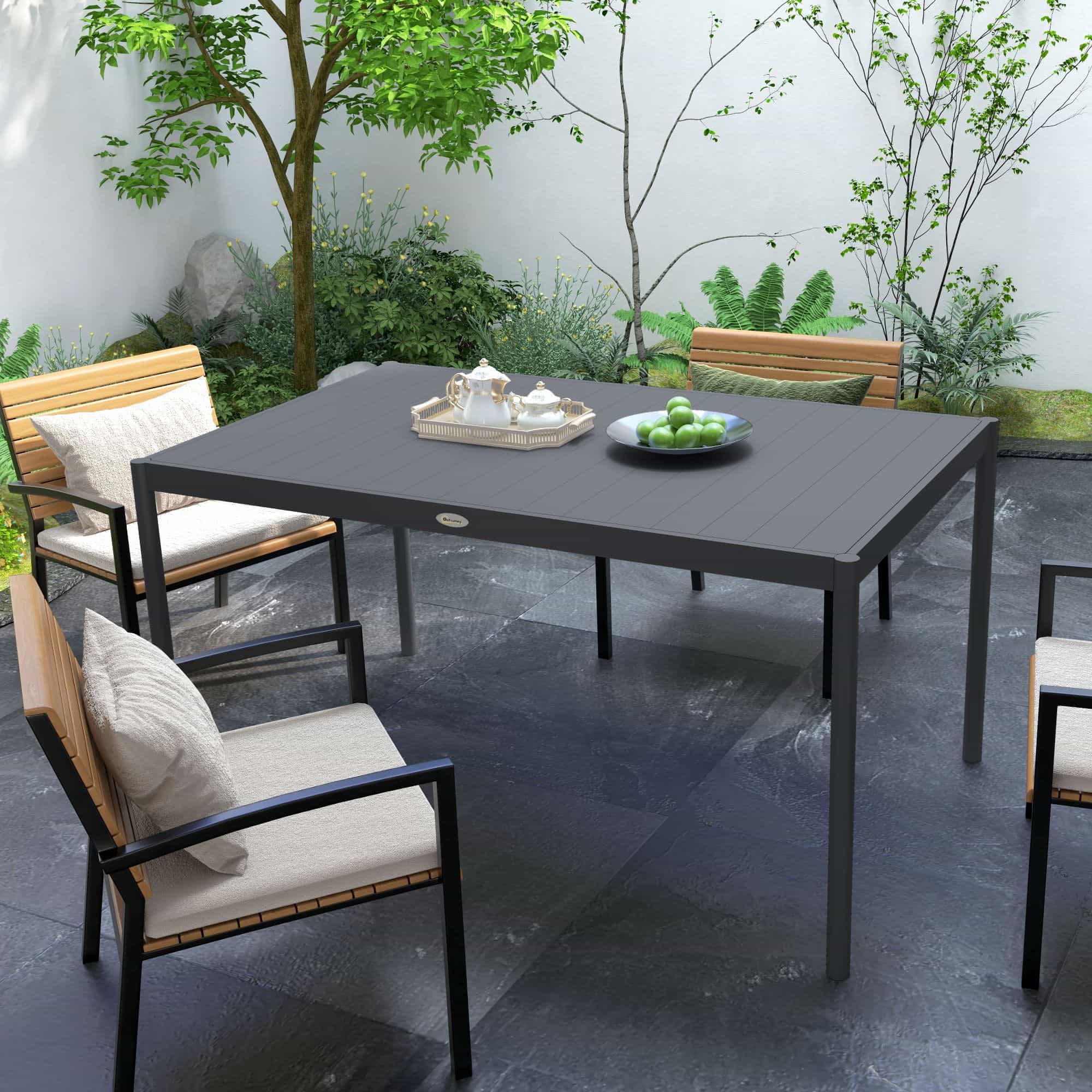 4goodz Tuintafel weerbestendig Aluminium - 145x90x74 cm - Donkergrijs