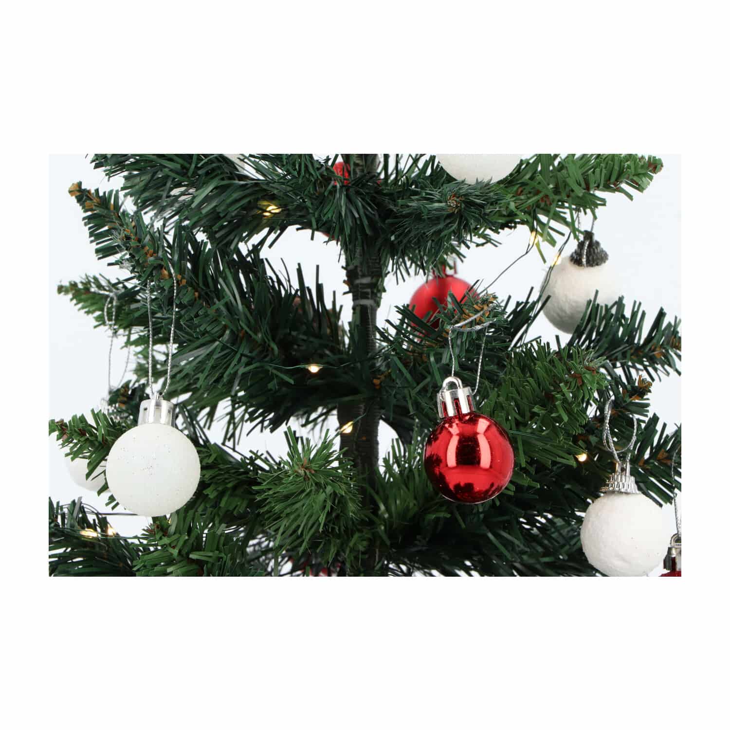 4goodz kunstkerstboom met licht en versiering 50cm hoog - Rood/Wit