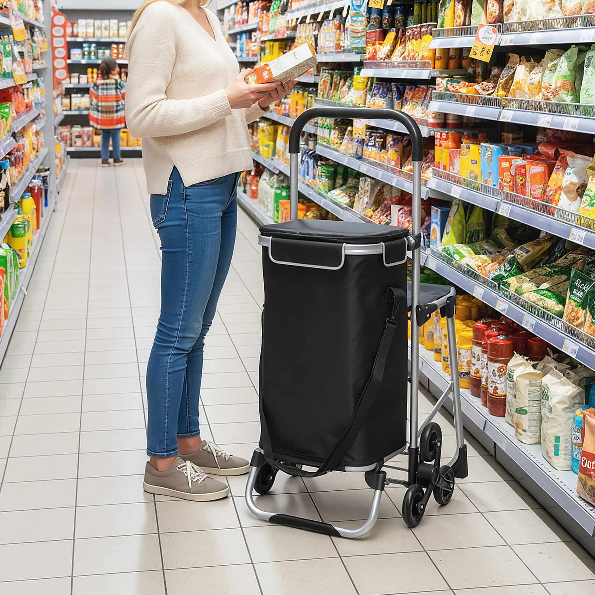 4goodz boodschappenkar - trolley 40 liter - Zwart 4goodz boodschappenkar - trolley 40 liter - Zwart