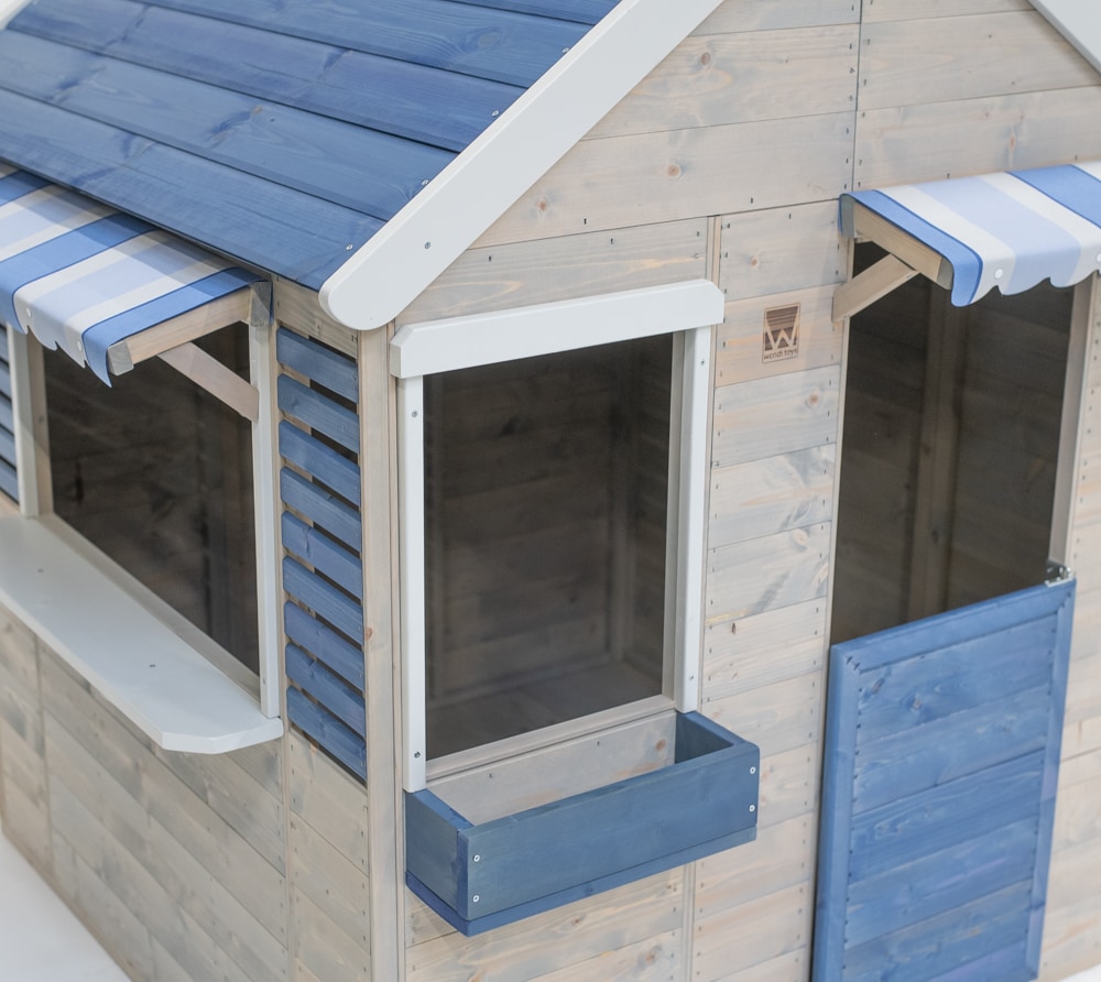 Wendi Toys Houten speelhuis - Strandwinkel - Blauw - Voor buiten / tuin