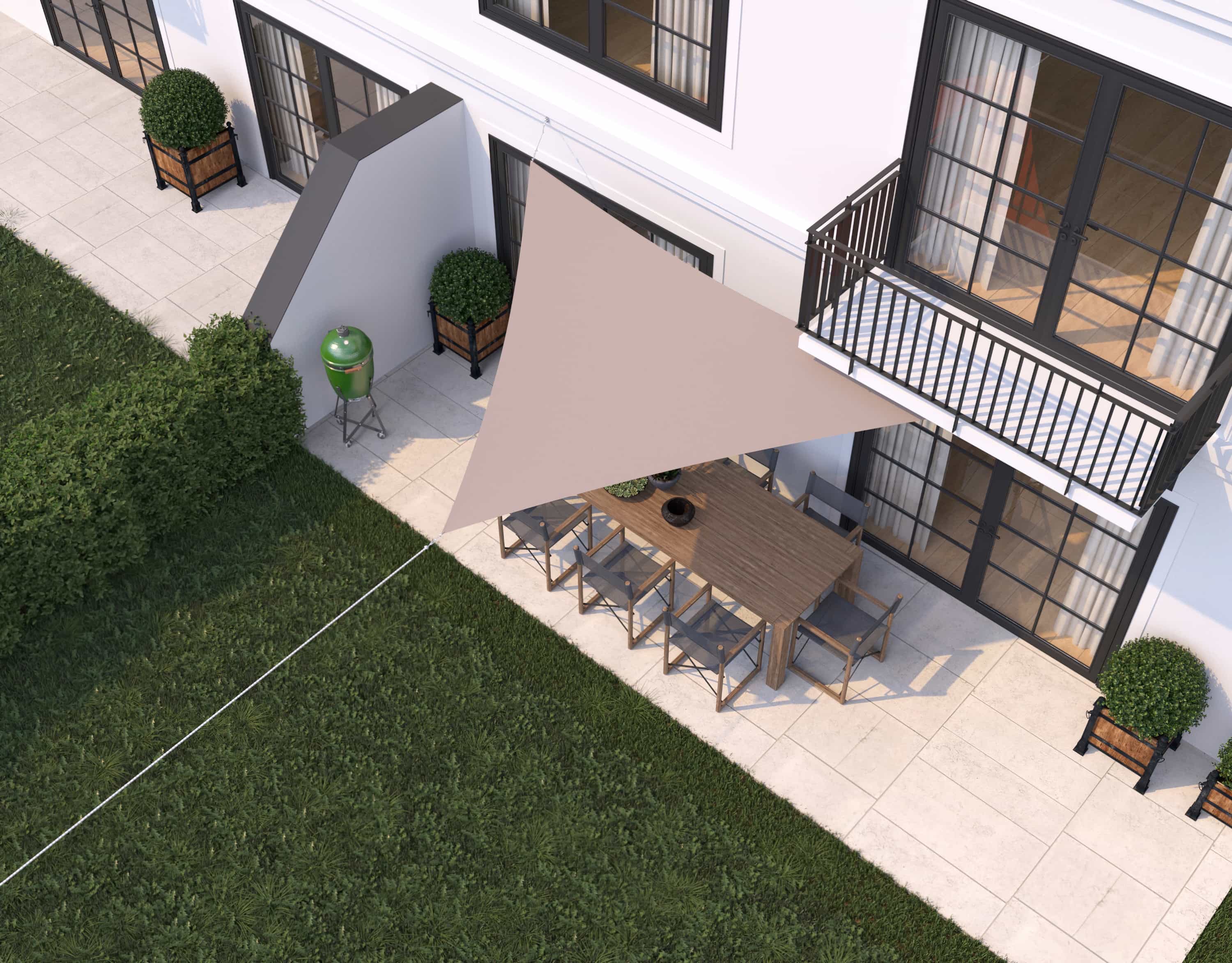 hanSe® Schaduwdoek Driehoek Waterafstotend 3x3x3 m Zonnedoek Taupe