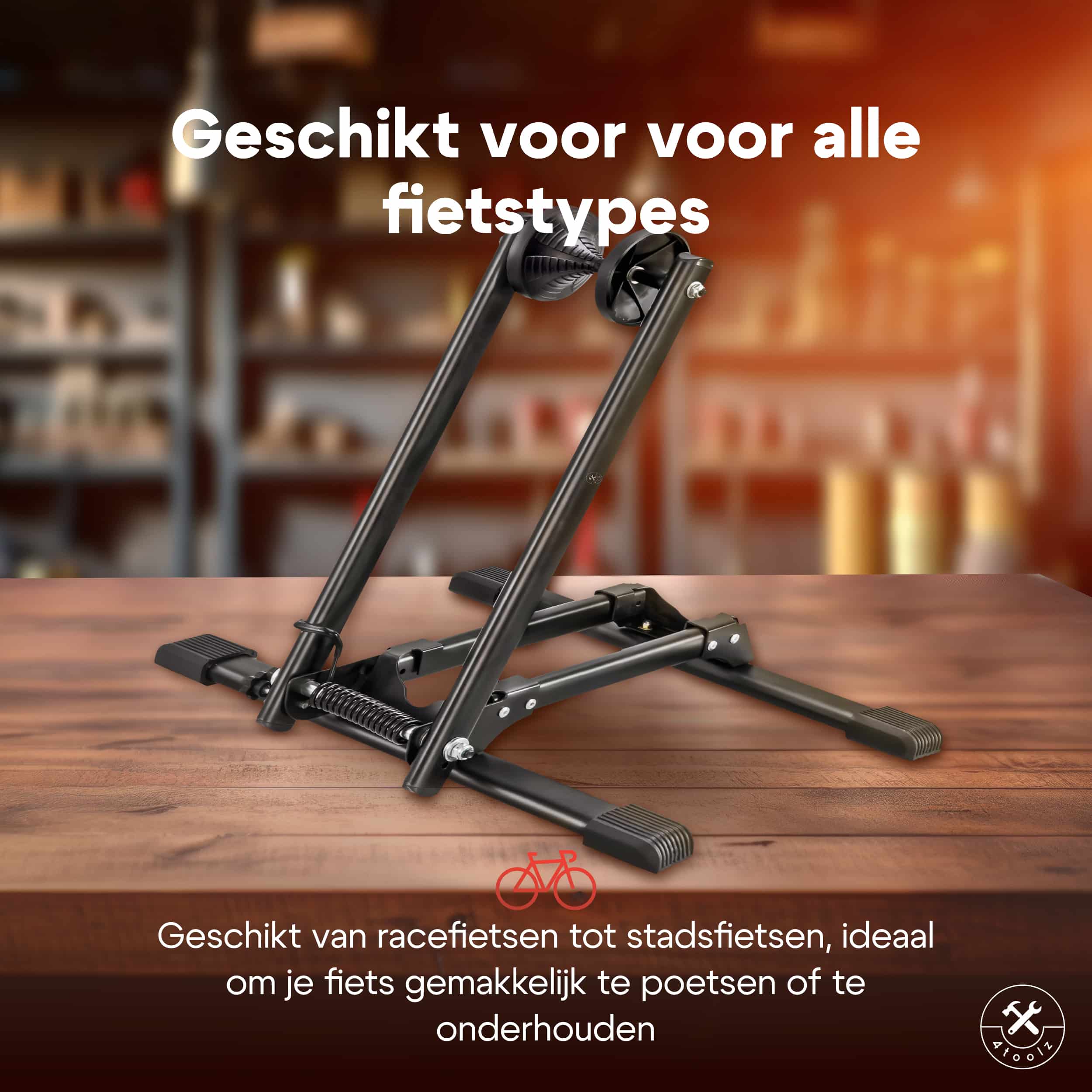 4toolz® Universele vrijstaande Fietsstandaard Mountainbike en Gewone fiets - Zwart