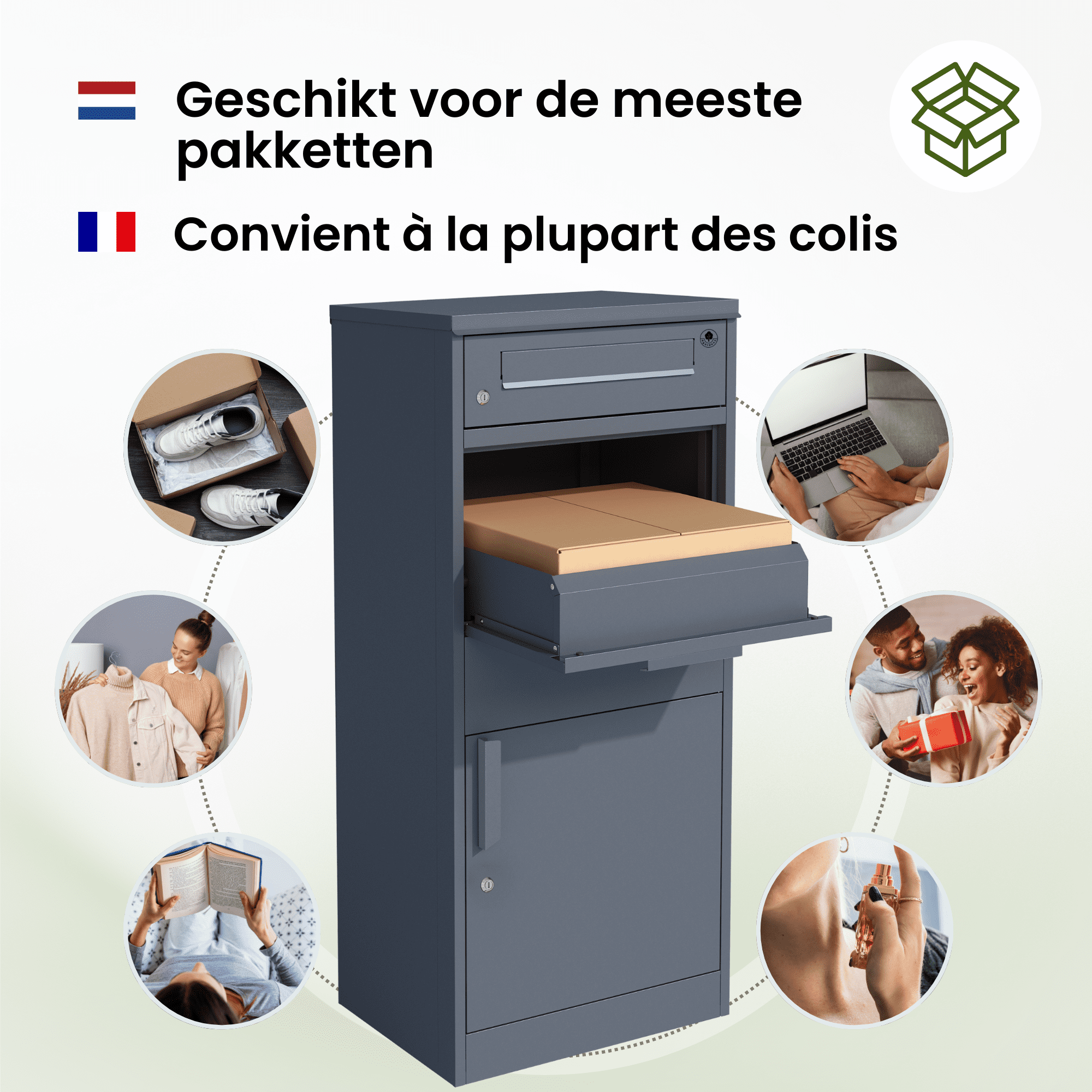 4gardenz® Pakketbrievenbus met apart Postvak - Anti-diefstal - Staande Pakketbox - Antraciet 4gardenz® Pakketbrievenbus met apart Postvak - Anti-diefstal - Staande Pakketbox - Antraciet