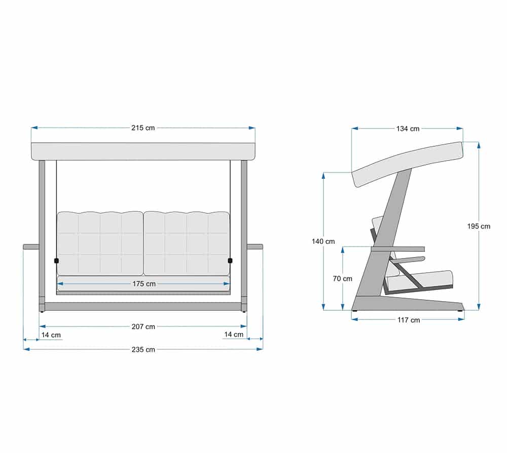 Westmann Houten Verandaschommel Sia 2400 - Antraciet - 120x236x190 cm