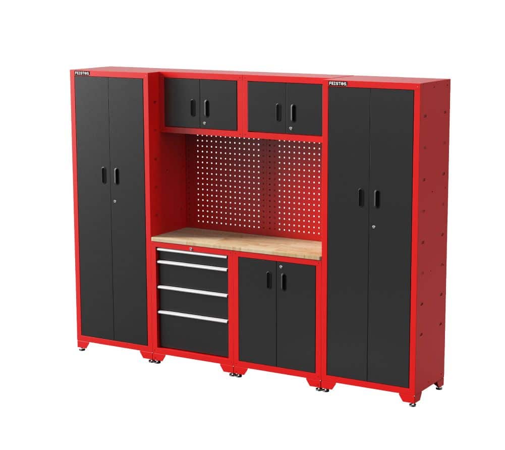 Feistos Juno 14 Gereedschapswand Hoog - 46x264x198 cm - Zwart/Rood