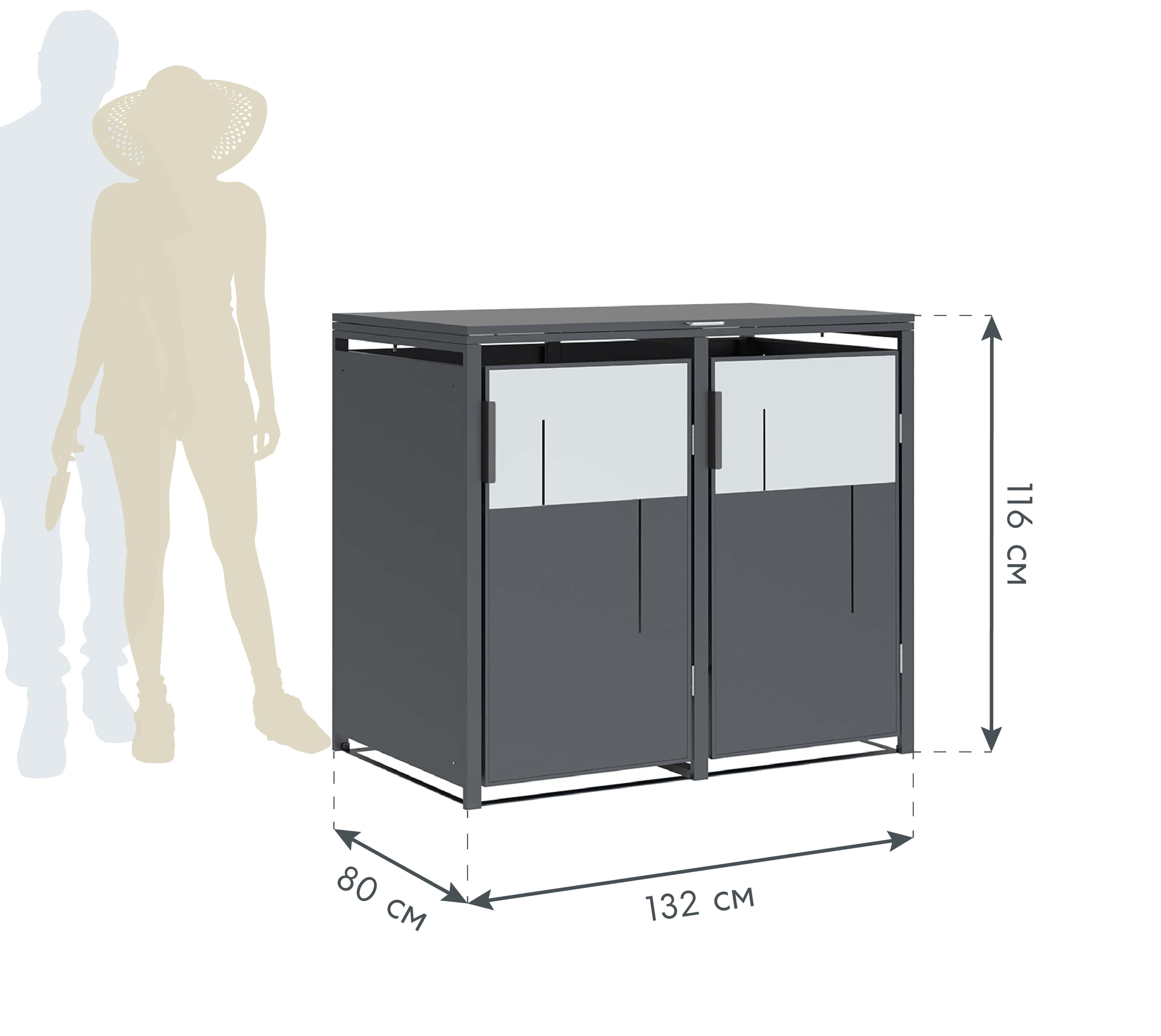 Westmann Varius 2 Metalen Containerombouw voor 2 kliko - Houtlook