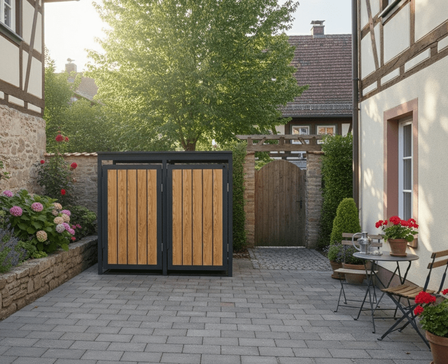 4gardenz® Slimline Kliko Containerombouw 2 Afvalbakken - Antraciet/Houtlook