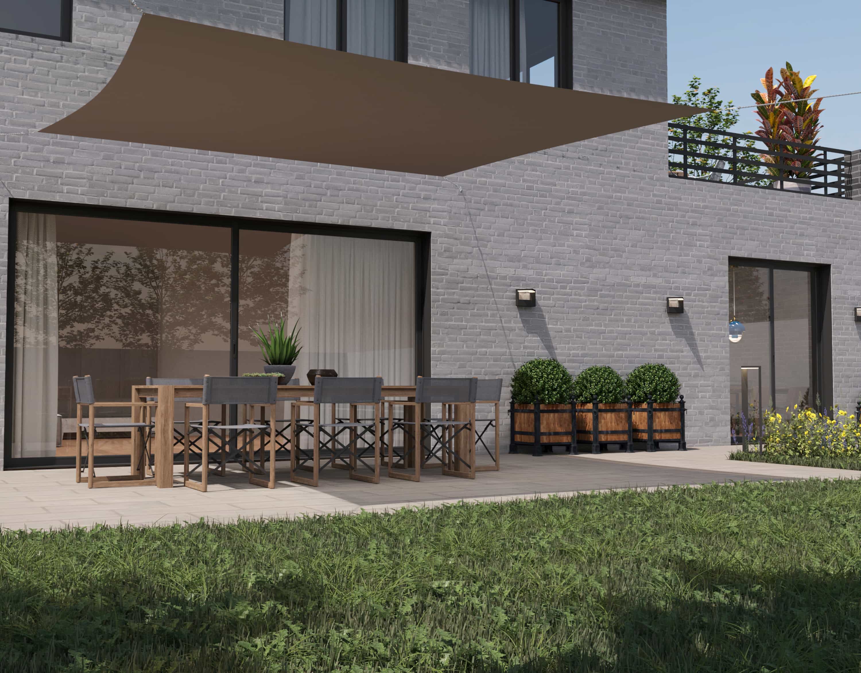 hanSe® Schaduwdoek Vierkant Waterdoorlatend 3,6x3,6 m Zonnedoek Taupe