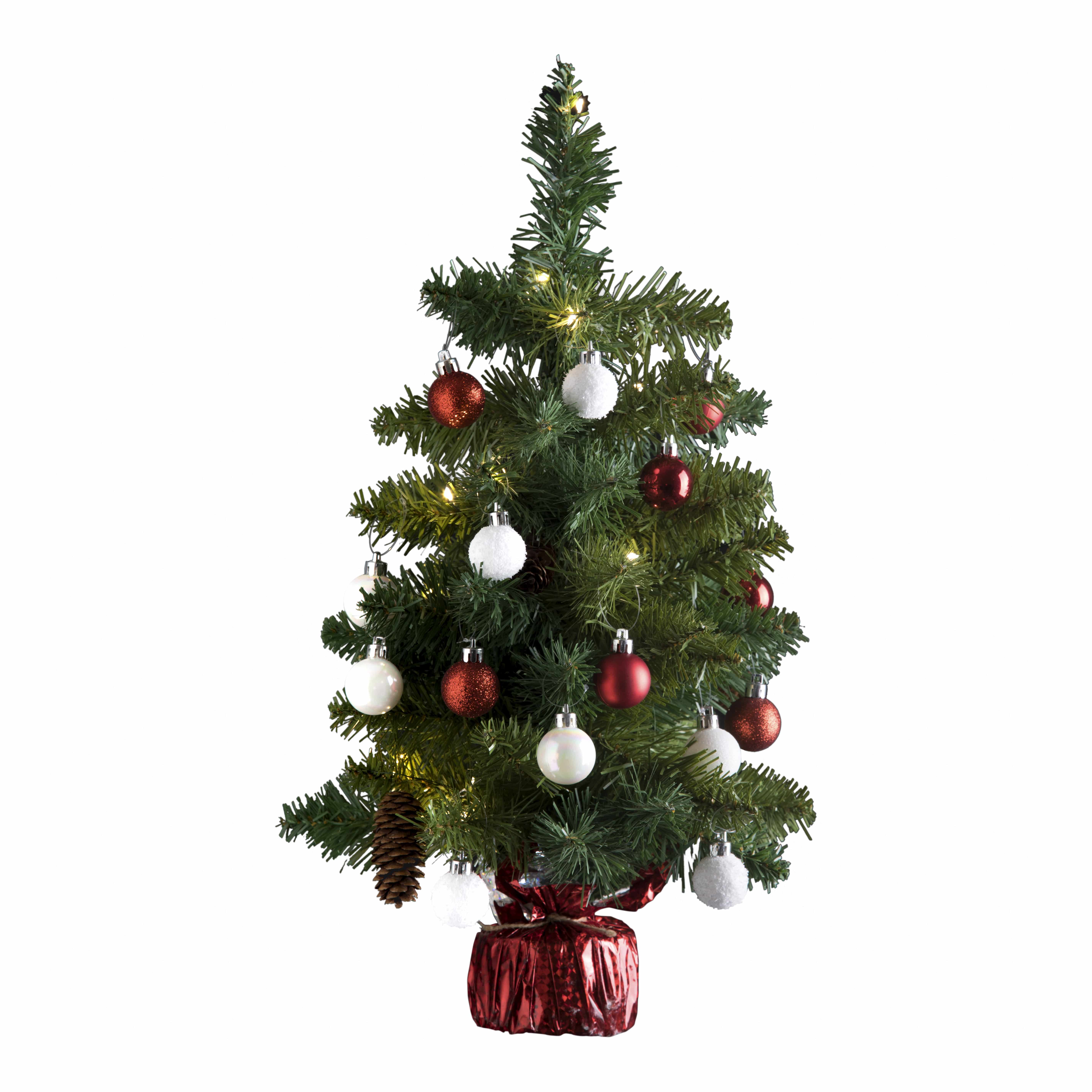 4goodz Kunstkerstboom LED Verlichting en versiering 50cm - Rood/Wit