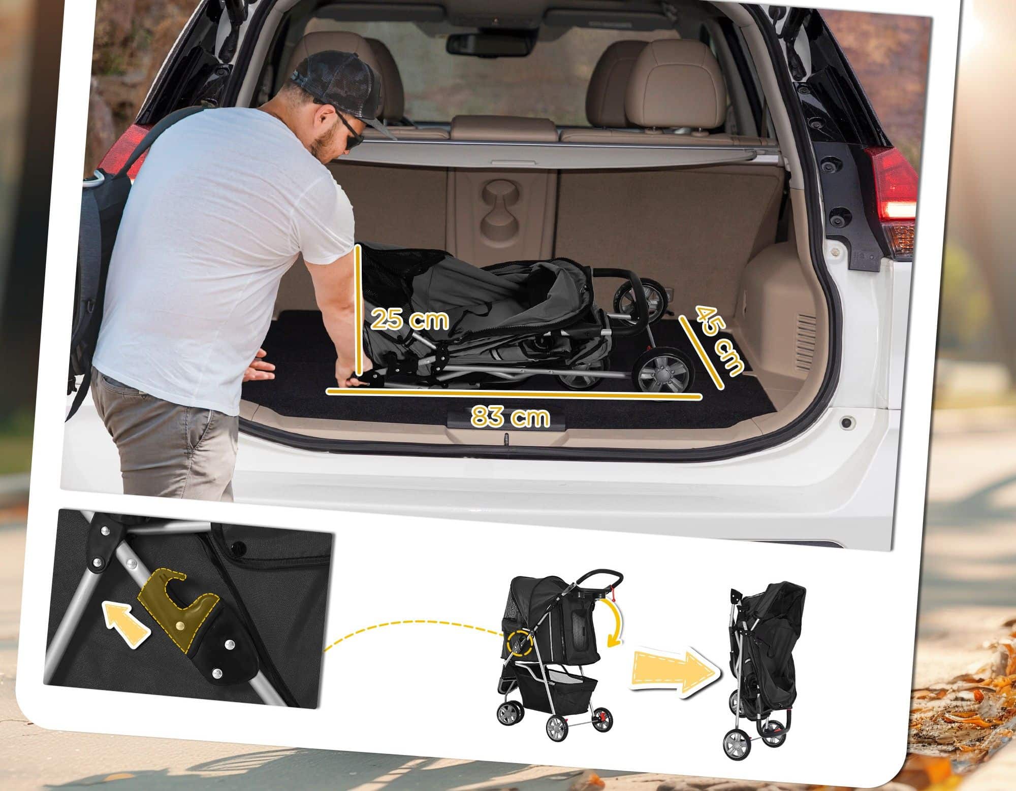 4goodz Luxe Hondenkar Hondenbuggy met Verstelbare Stuurhoogte - Zwart 4goodz Luxe Hondenkar Hondenbuggy met Verstelbare Stuurhoogte - Zwart