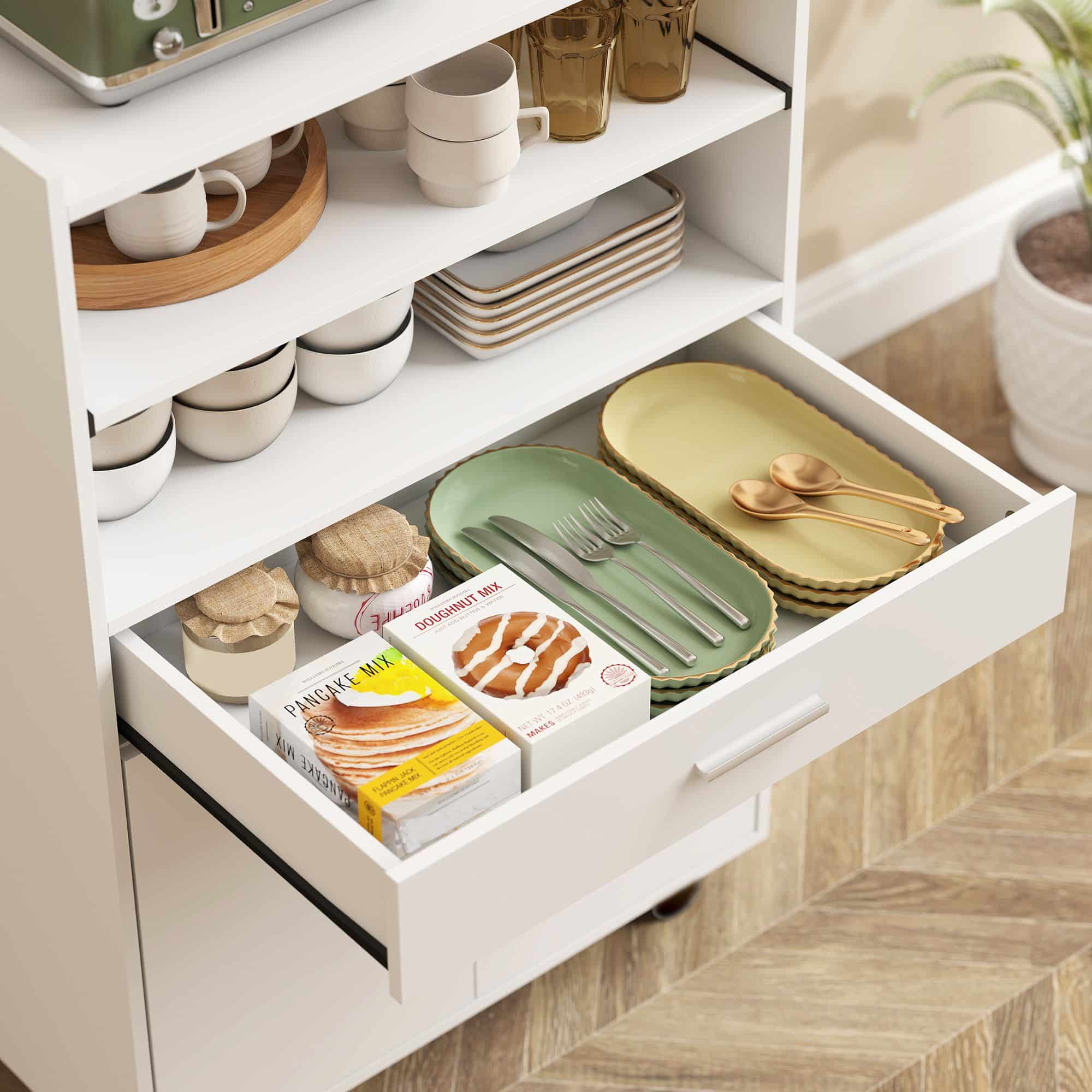 4goodz magnetronkast met Lade op wielen - wit 4goodz magnetronkast met Lade op wielen - wit