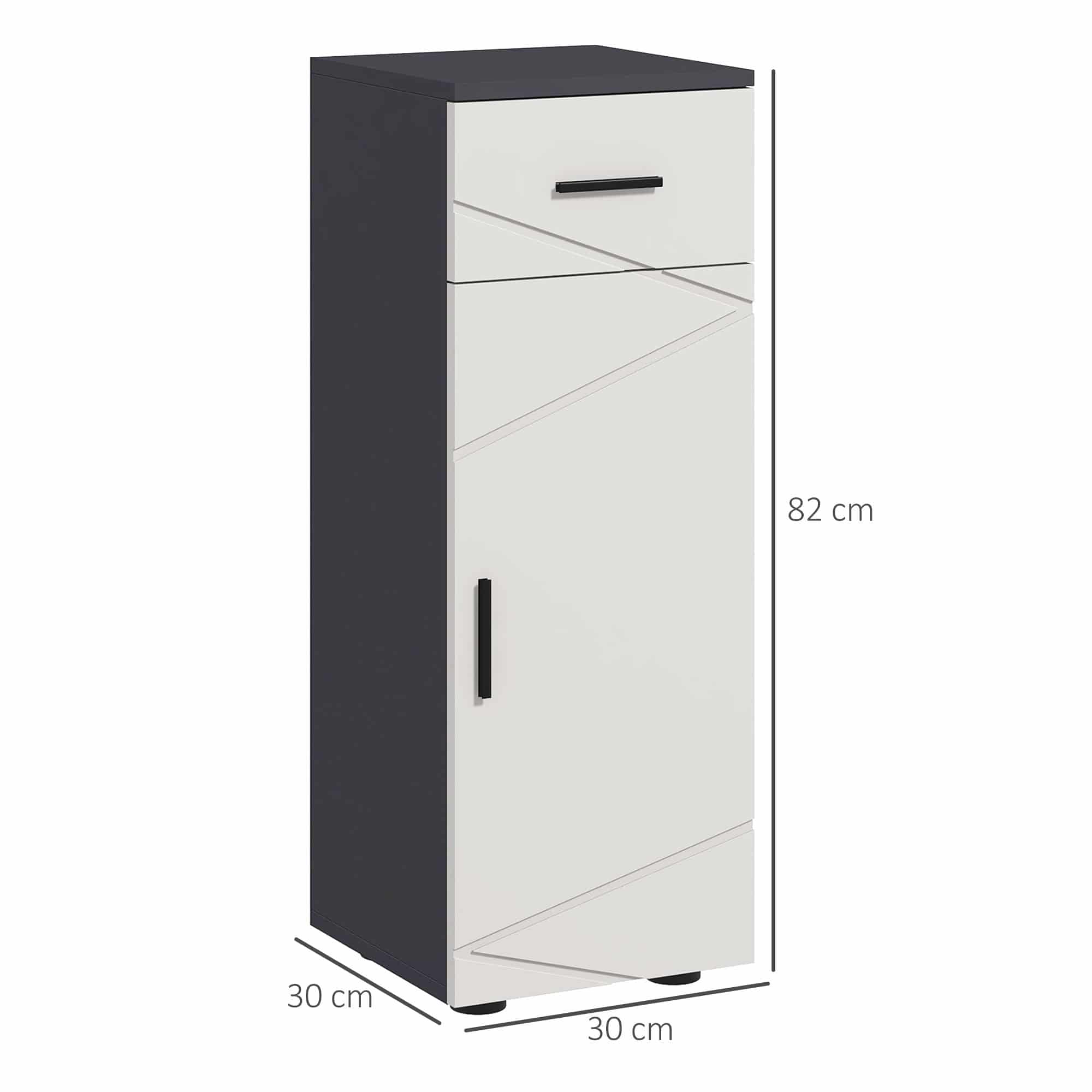 Badkamerkast halfhoog 2 deurskast 30x60x80 cm - Antracietgrijs / Wit