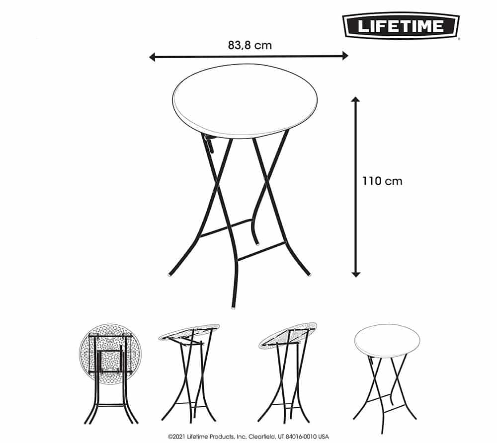 Lifetime® Statafel 110 cm hoog - Stevig Kunststof Ø 84 cm - Wit
