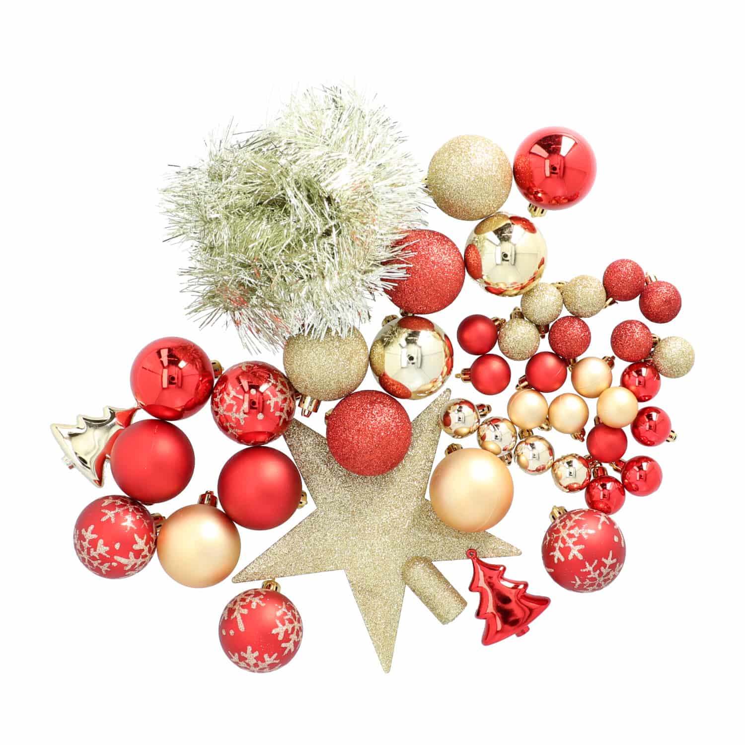 4goodz 44-delige Decoratieve Kerstballen Rood/Goud - binnen en buiten