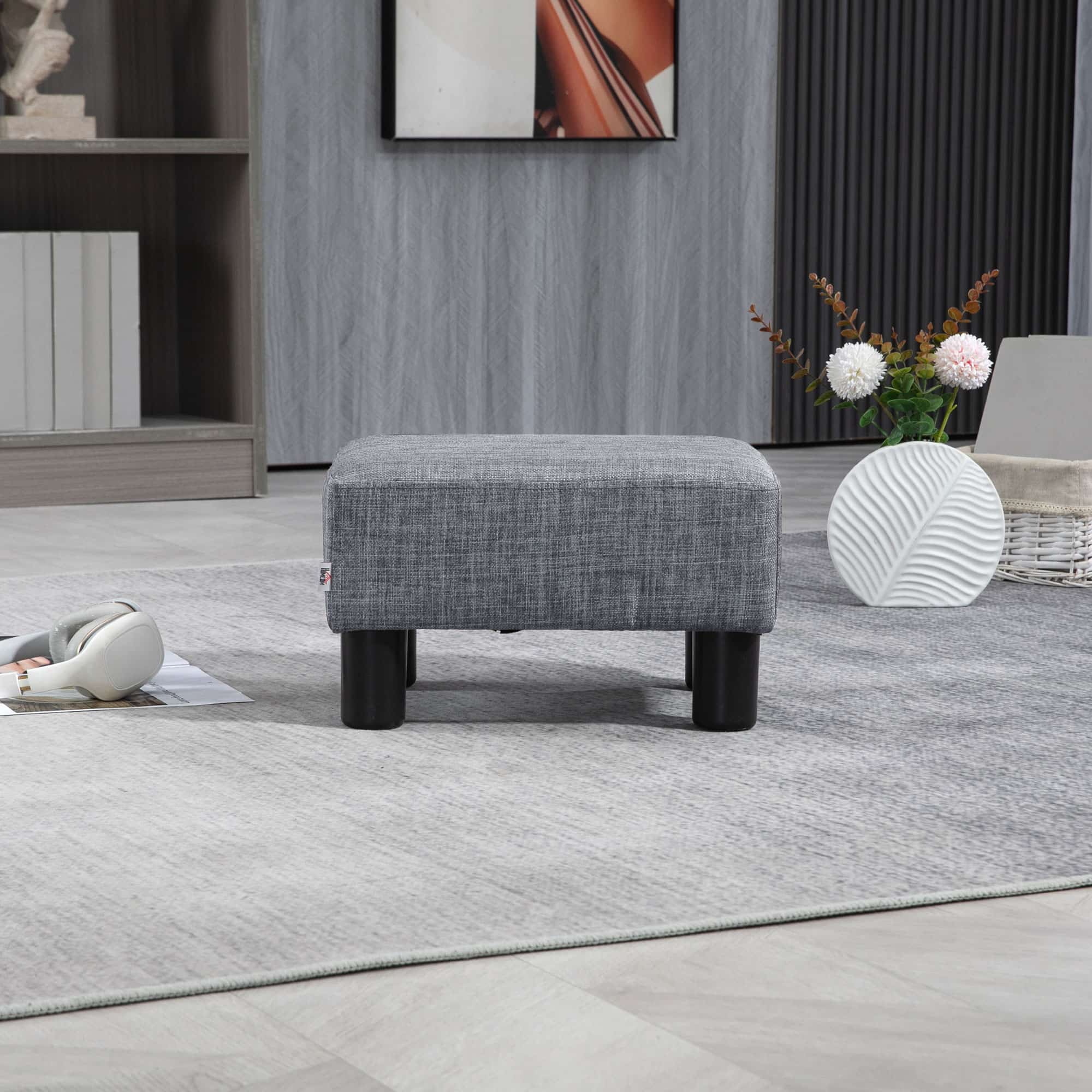 4goodz Voetenbank Hocker gestoffeerde poef 833-666V70GY - Grijs