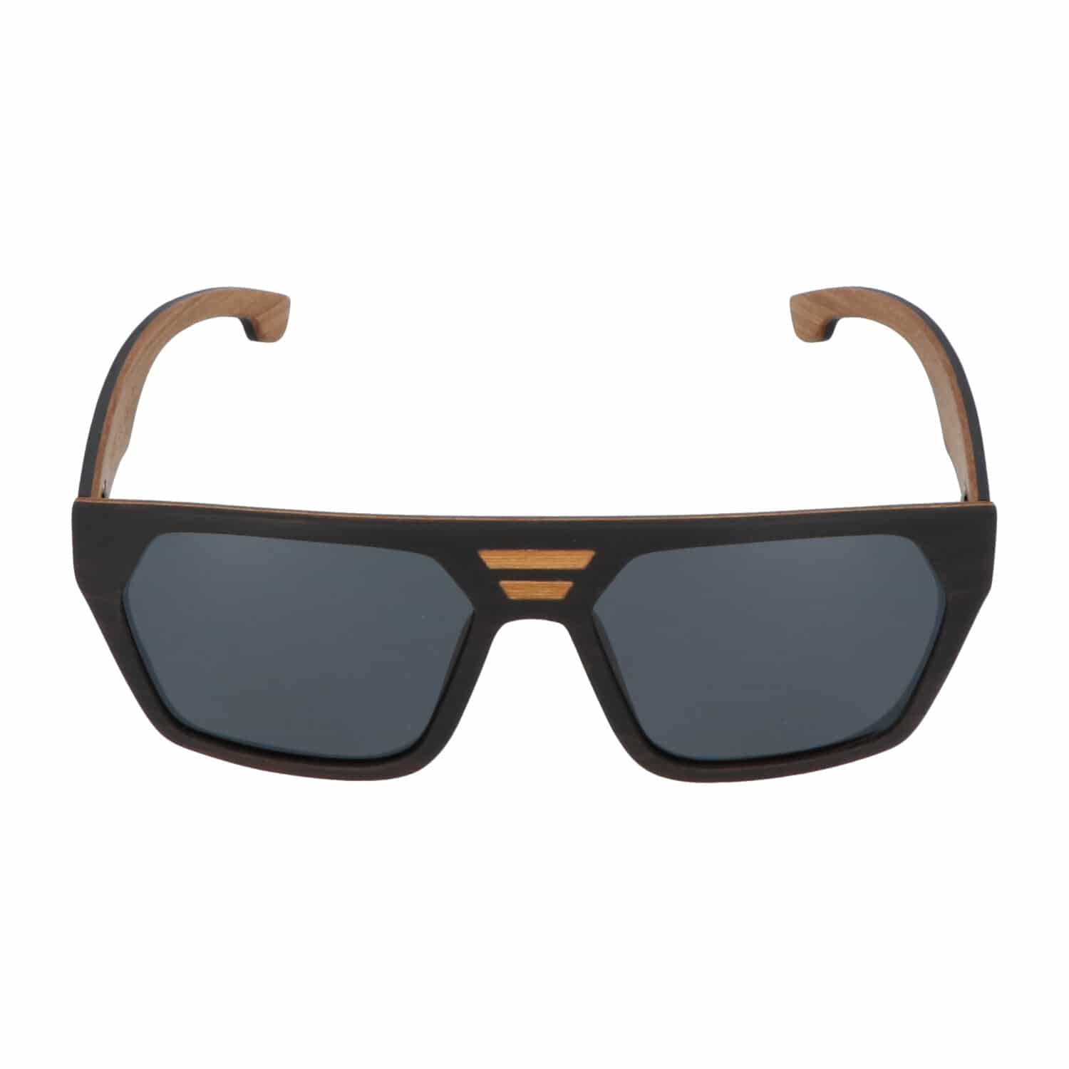 5one® Perugia Aviator 2.0 - Ebony/teak houten zonnebril - grijze lens