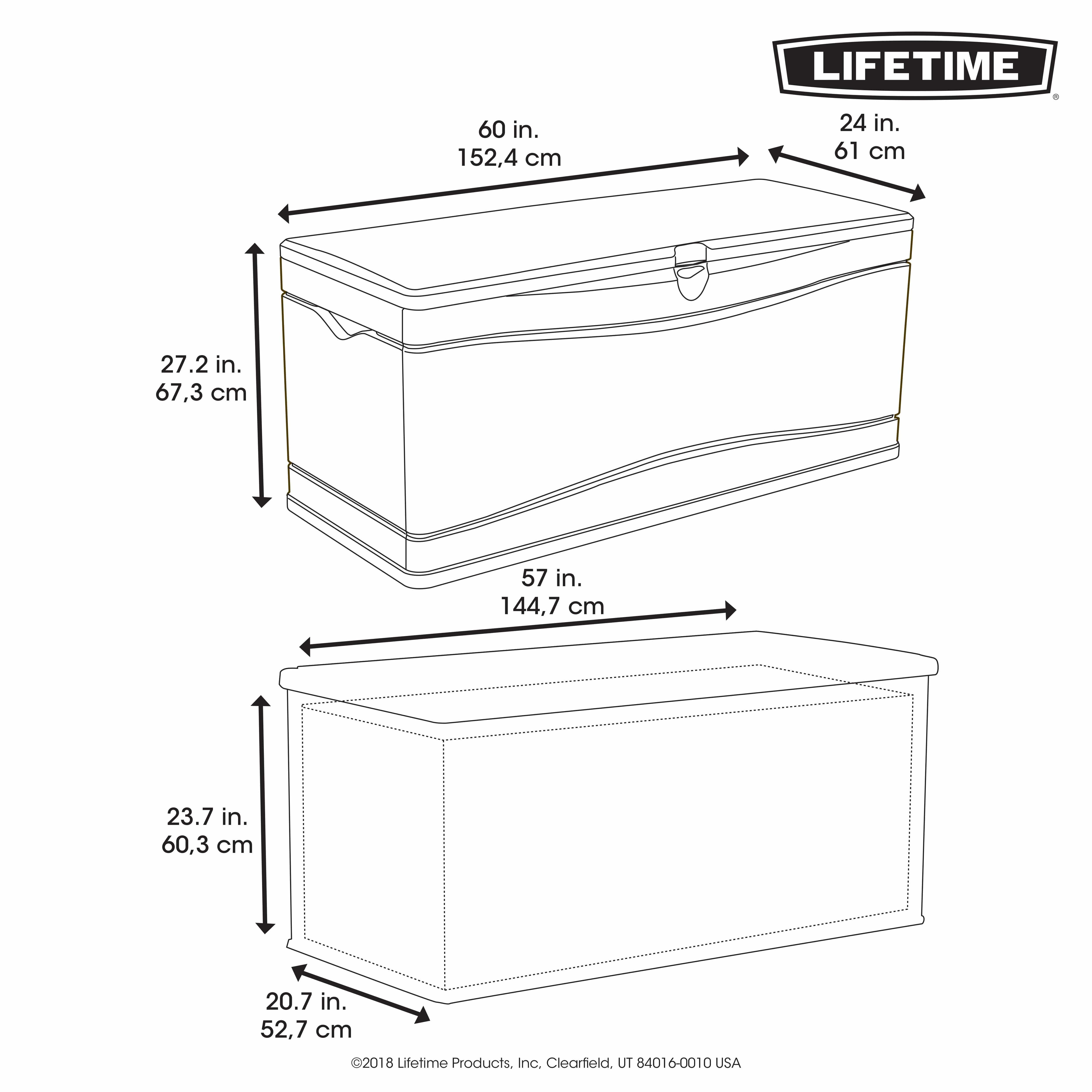 Lifetime Kunststof Kussenbox 495L - tuinkist 61x152x67cm - Antraciet