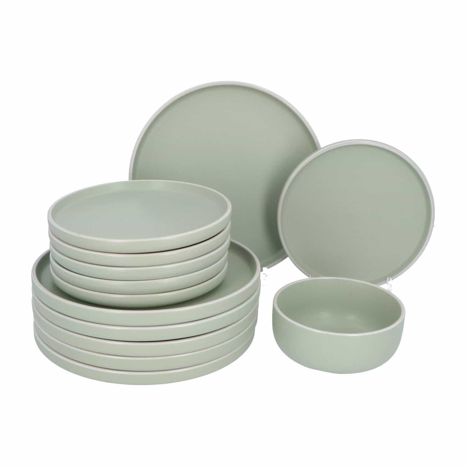 6 persoons Servies 18 delig Nordic style Keramiek - groen/wit
