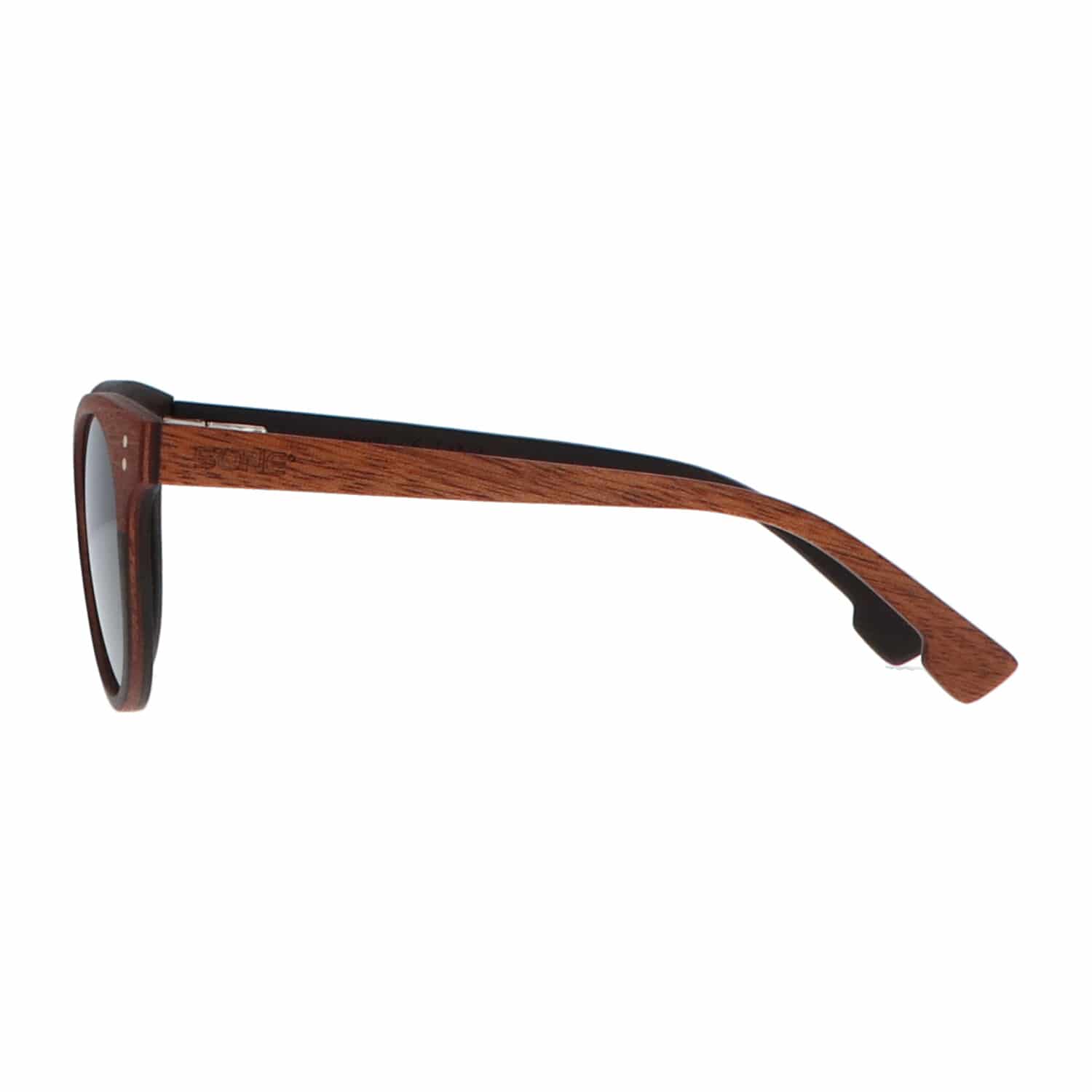 5one® Florence - Sapele hout zonnebril rond model met grijze lens