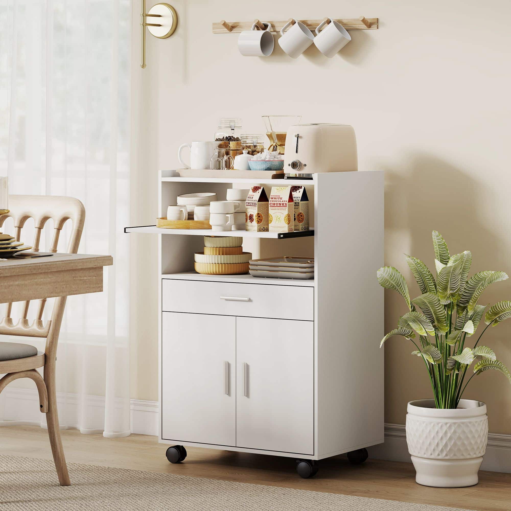 4goodz magnetronkast met Lade op wielen - wit 4goodz magnetronkast met Lade op wielen - wit