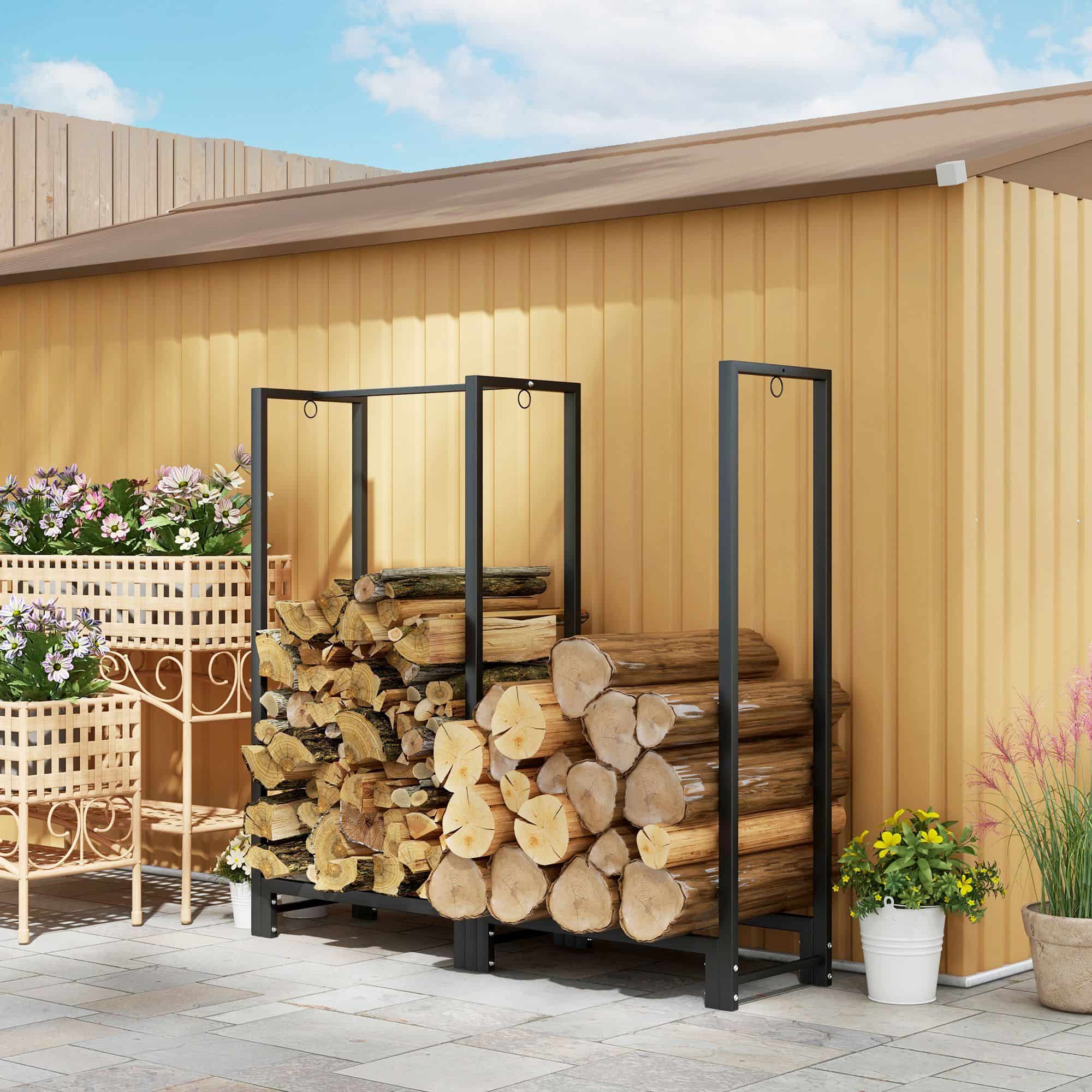 4goodz Outsunny Haardhoutrek 123 cm Tot 200 kg - Staal - Zwart
