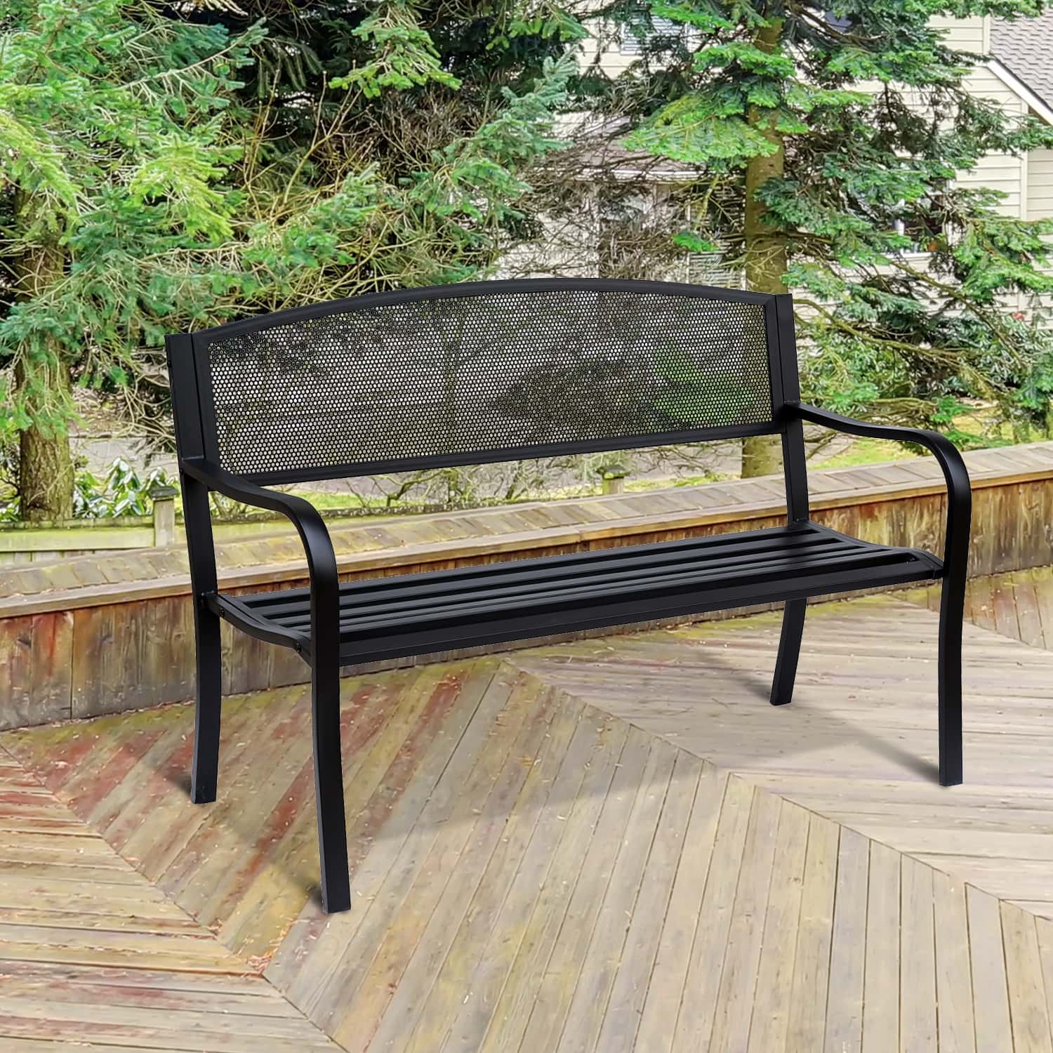 4goodz 2-Zits Tuinbank Staal - 127x60x87 cm - Zwart