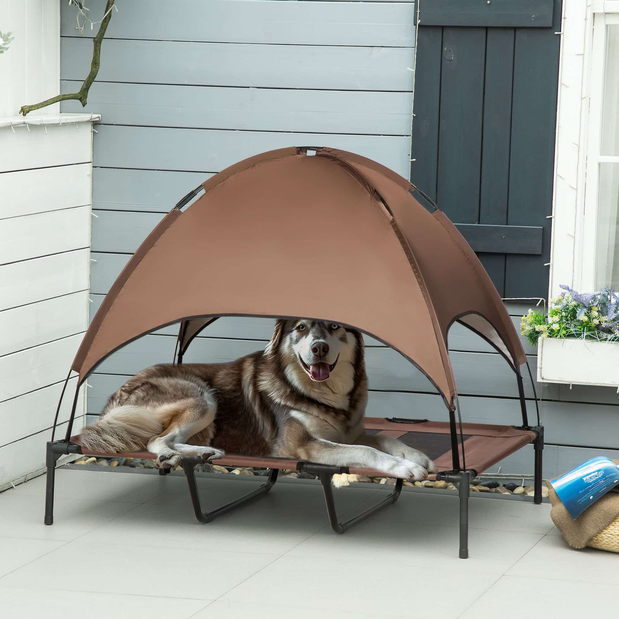 Hondenligbed met luifel - ademend - Large
