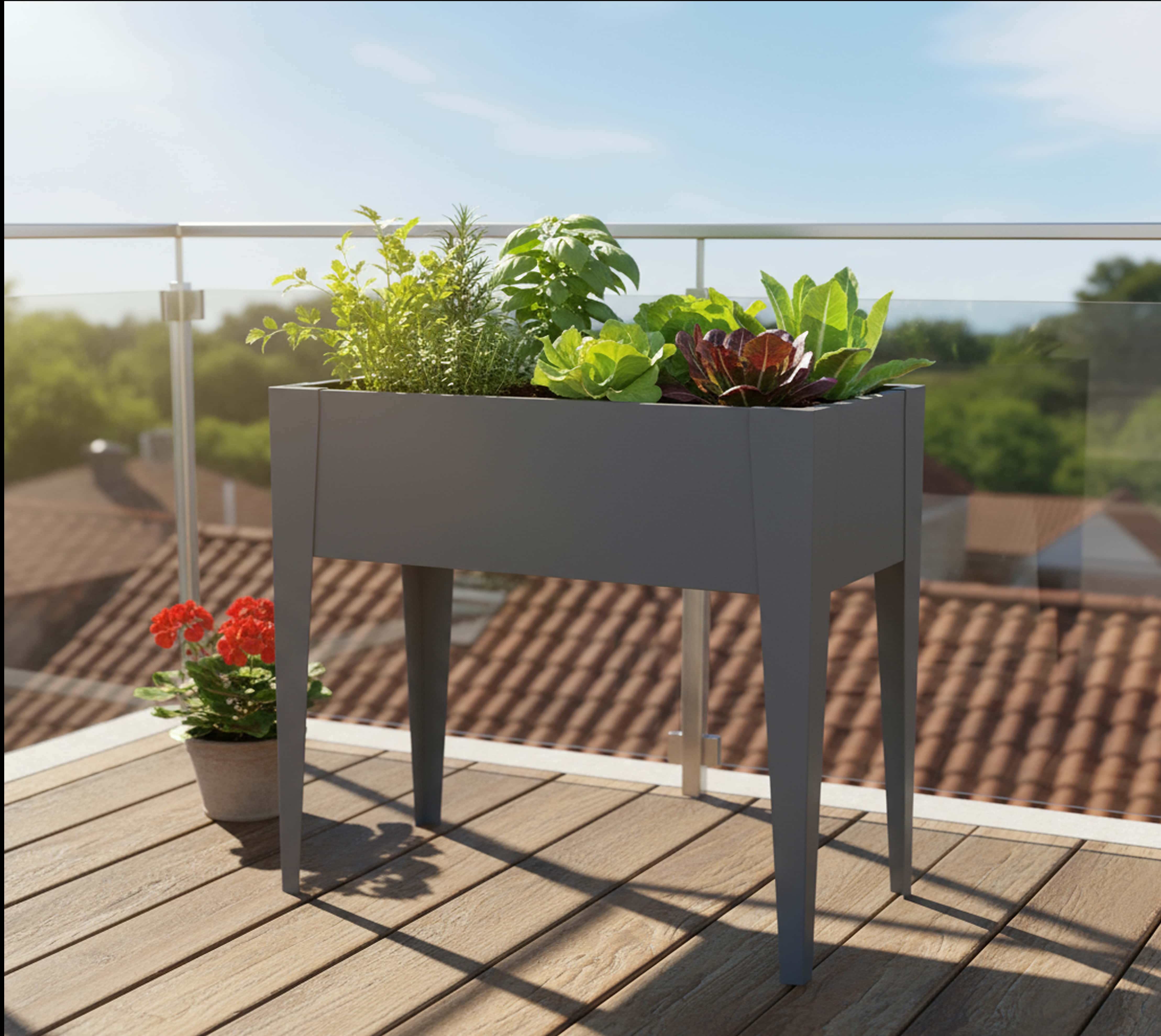 Westmann Vedura S - Metalen Verhoogde Plantenbak - 74x40x80 cm - Grijs