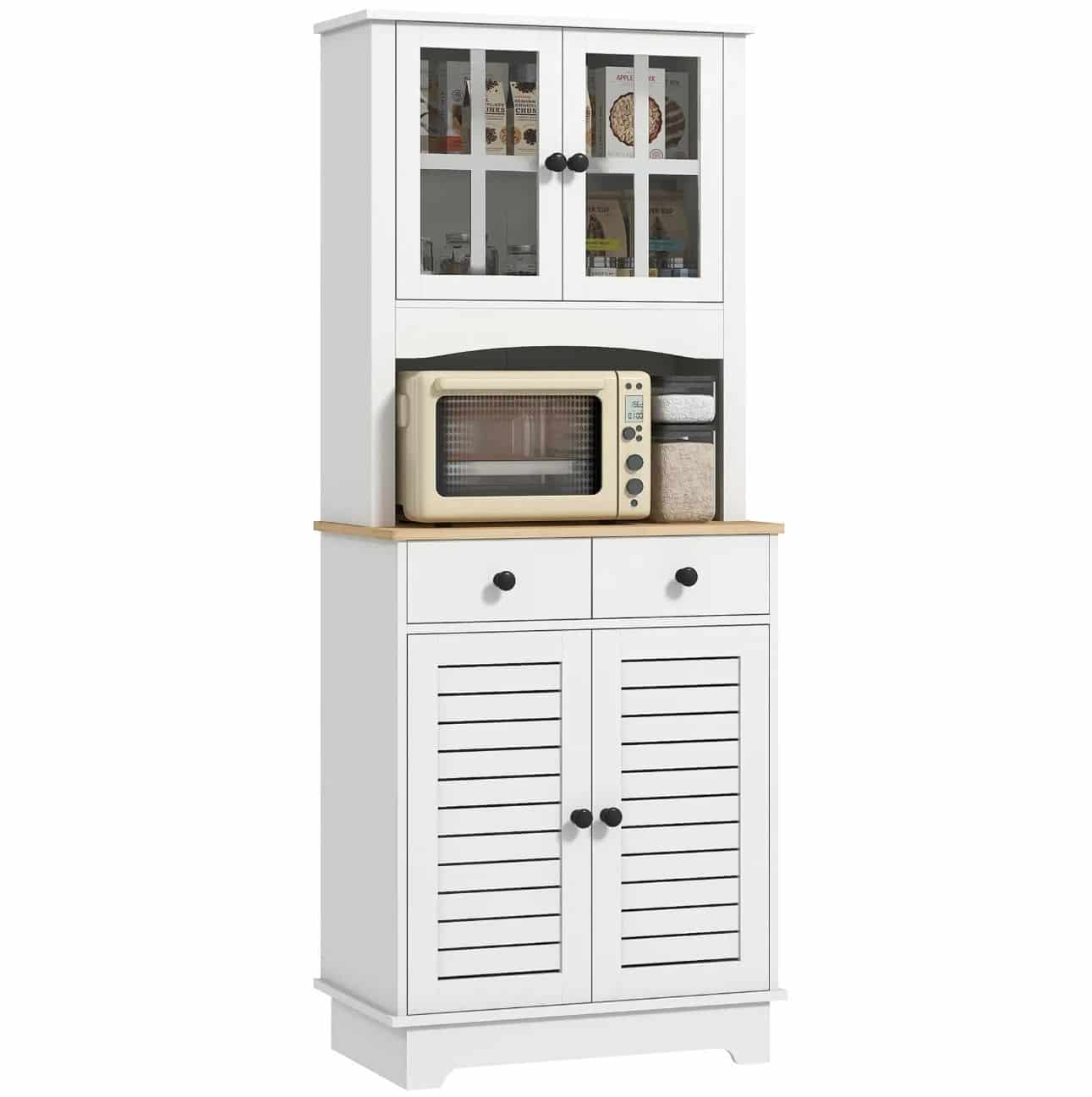 Klassieke Buffetkast Hoog met 2 matglas deuren 39x68x170 cm - Wit